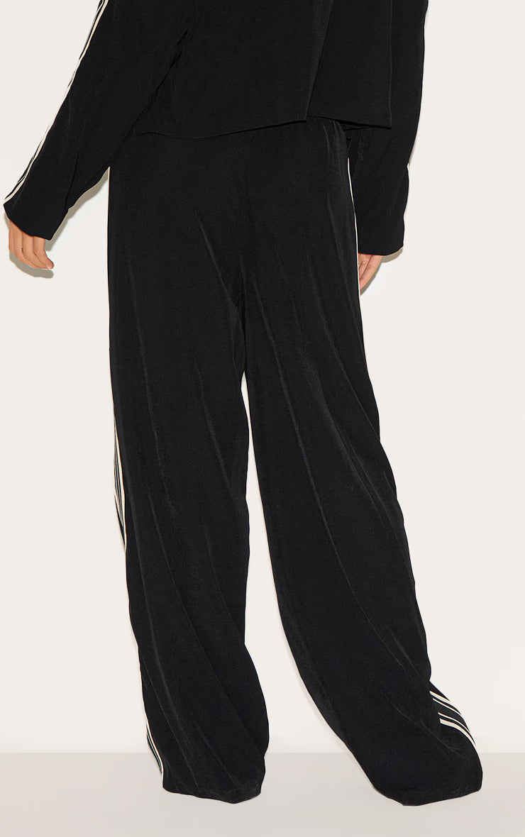 Black Side Stripe Woven Wide Leg Pants