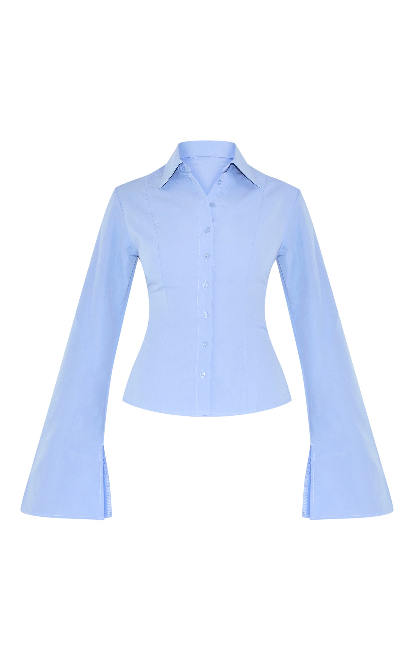Light Blue Cotton Fitted Shirt