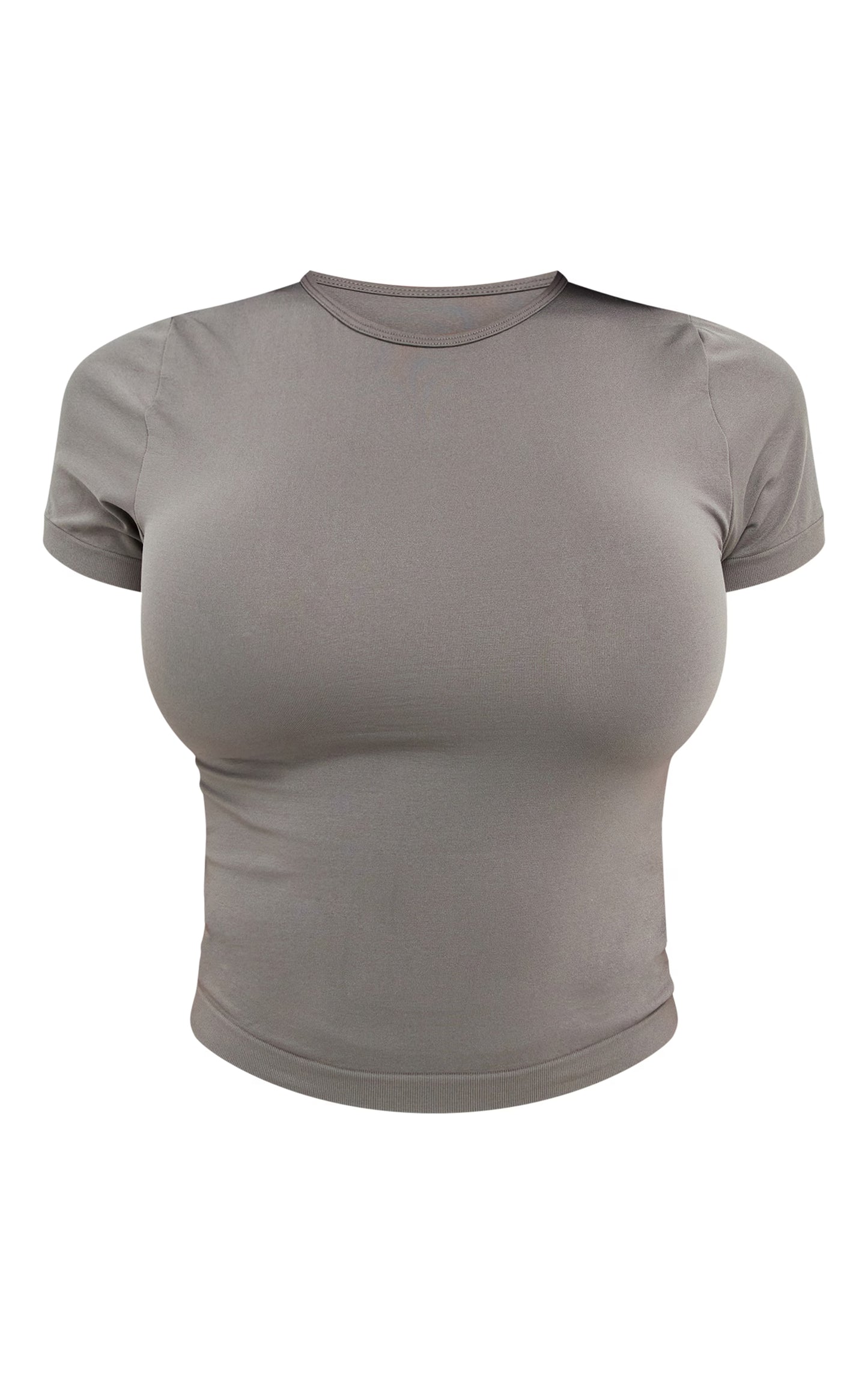 Shape Charcoal Stretch Seamless Short Sleeve Longline Top