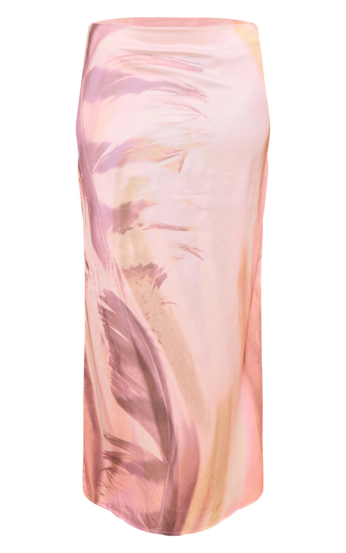 Multi Abstract Print Satin Mid Rise Maxi Skirt