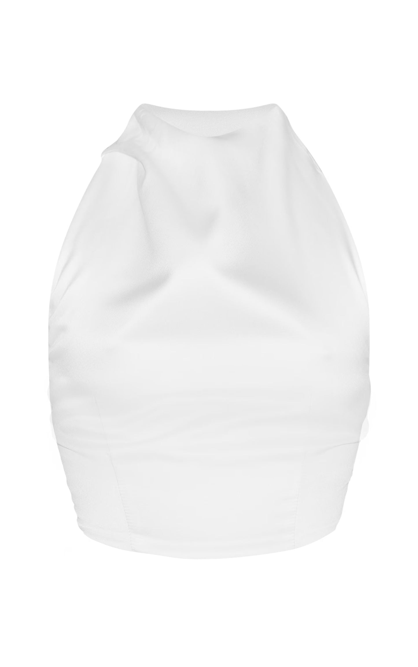 Premium White Satin High Neck Cowl Top