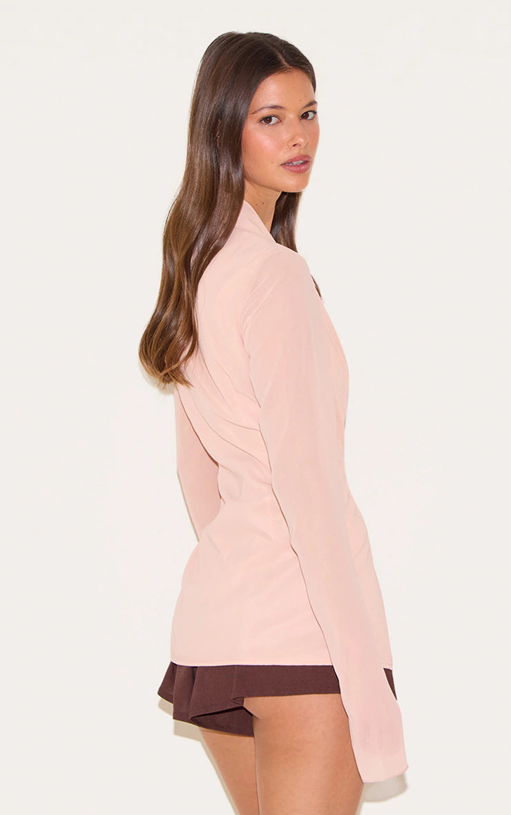 Dusty Pink Fitted Chiffon Shirt