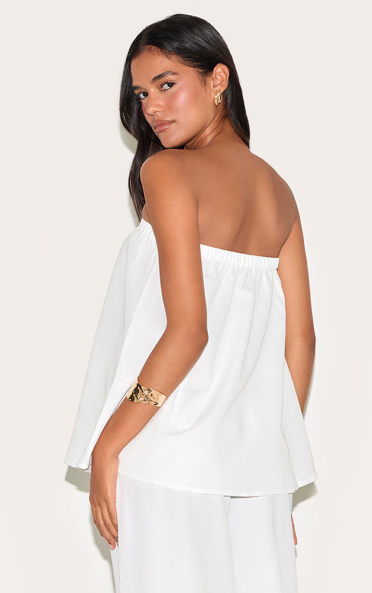White Woven Longline Bandeau Top
