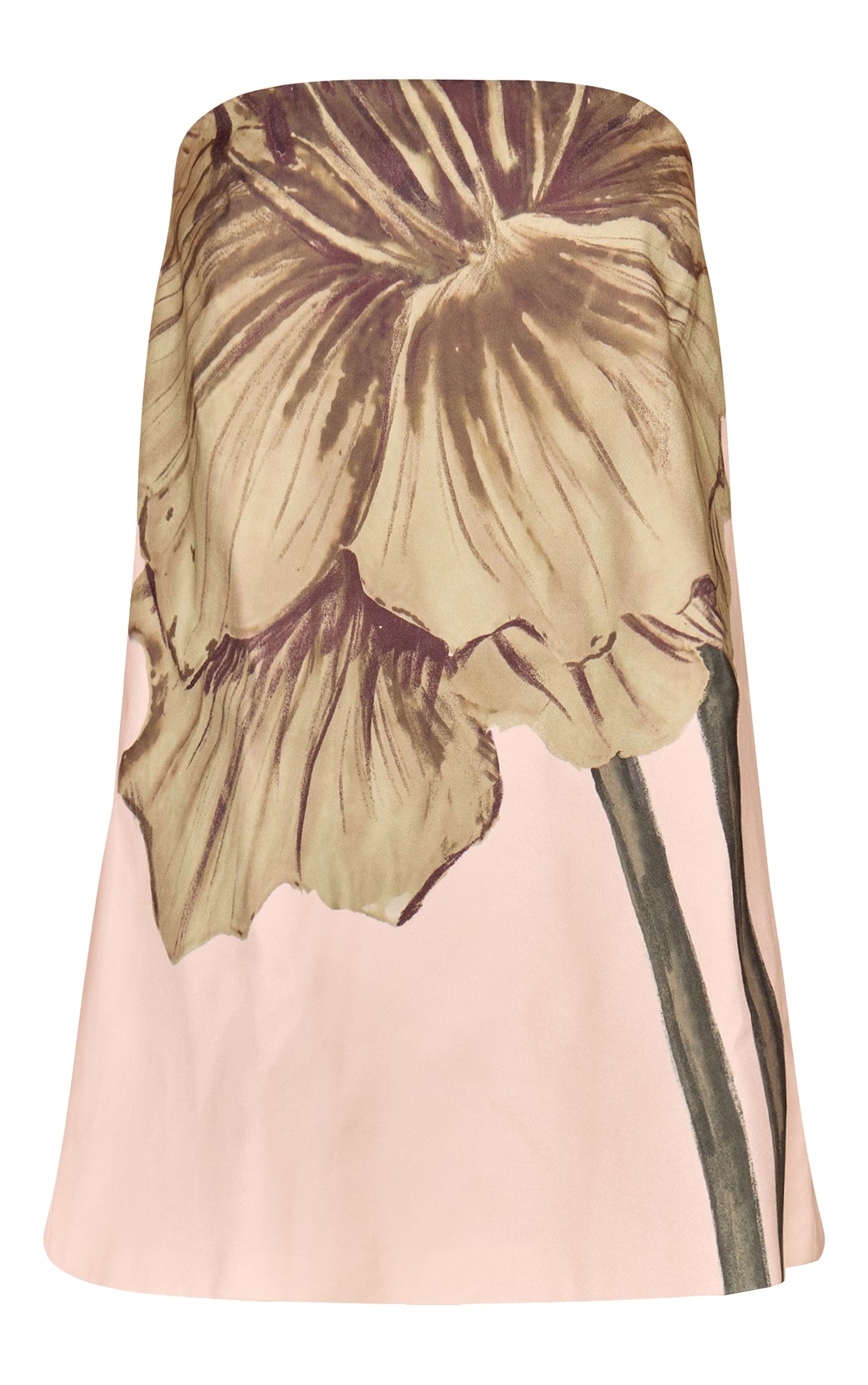 Ecru Floral Printed Bandeau A-line Dress