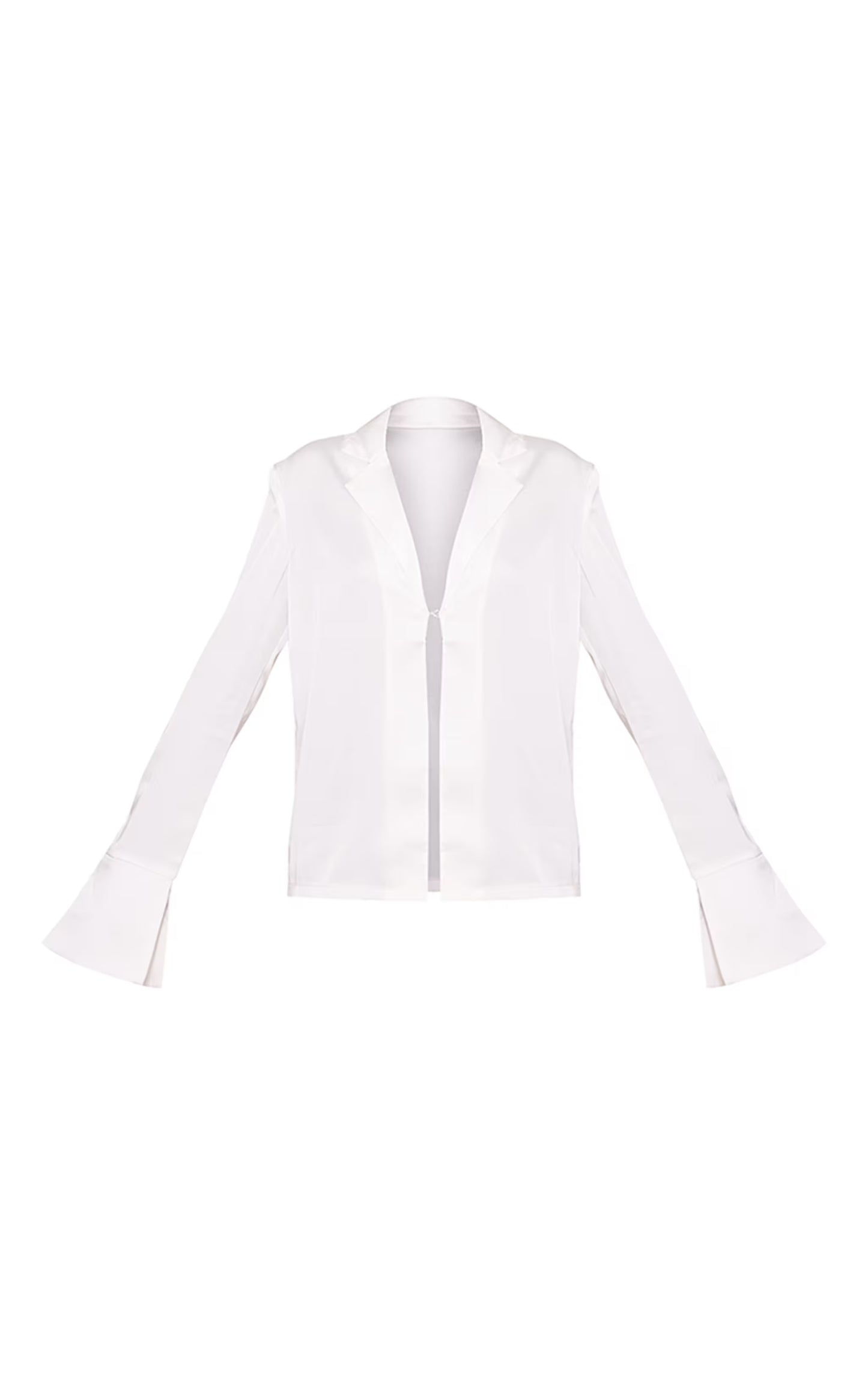 White Satin Hook And Eye Detail Oversized Shirt