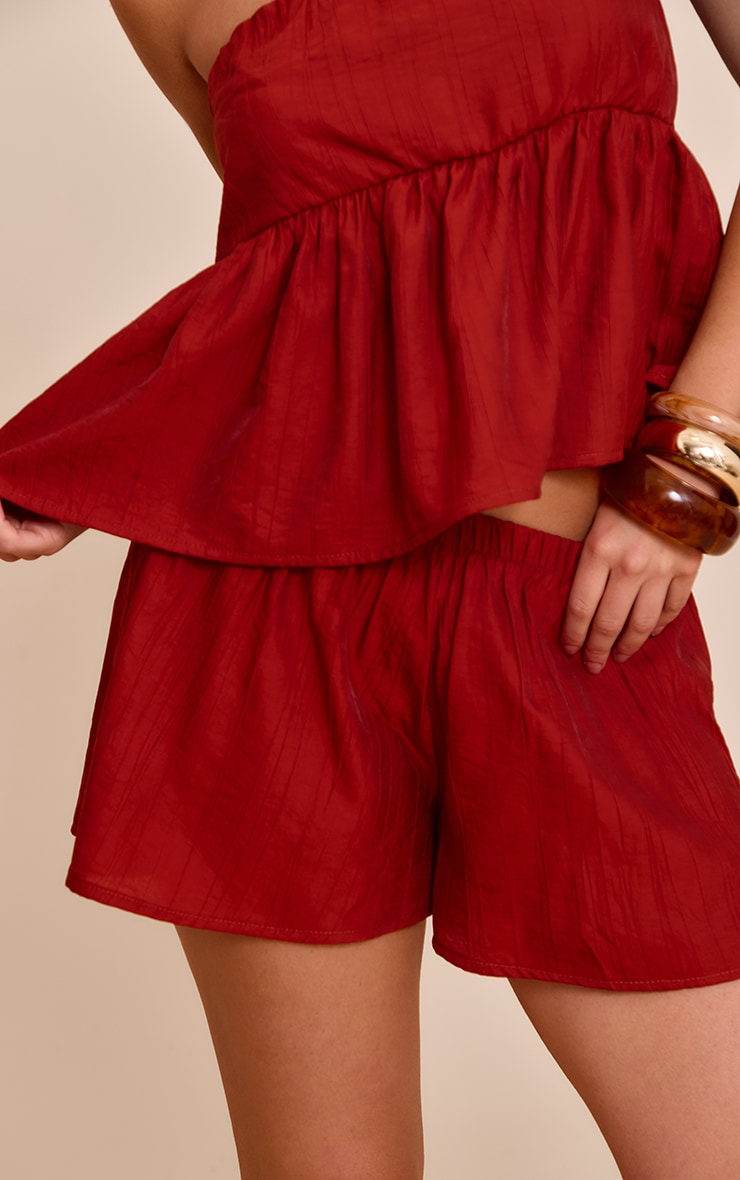 Rust Textured Casual Shorts