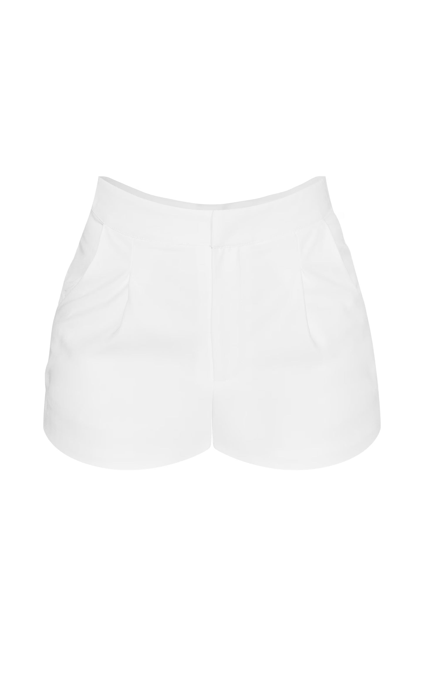 Premium White Tailored Pleated Shorts
