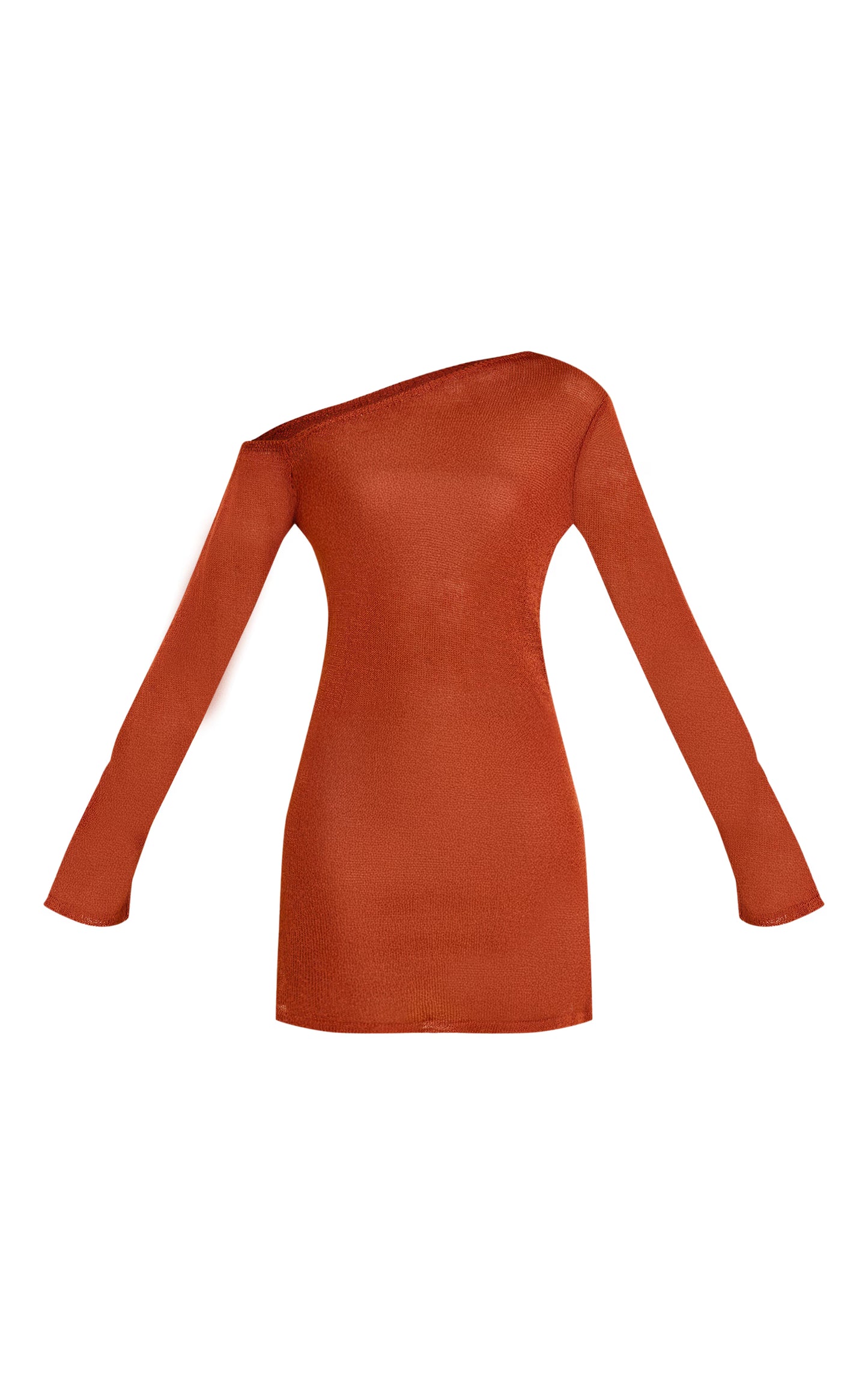Rust Asymmetric Filigree Dress