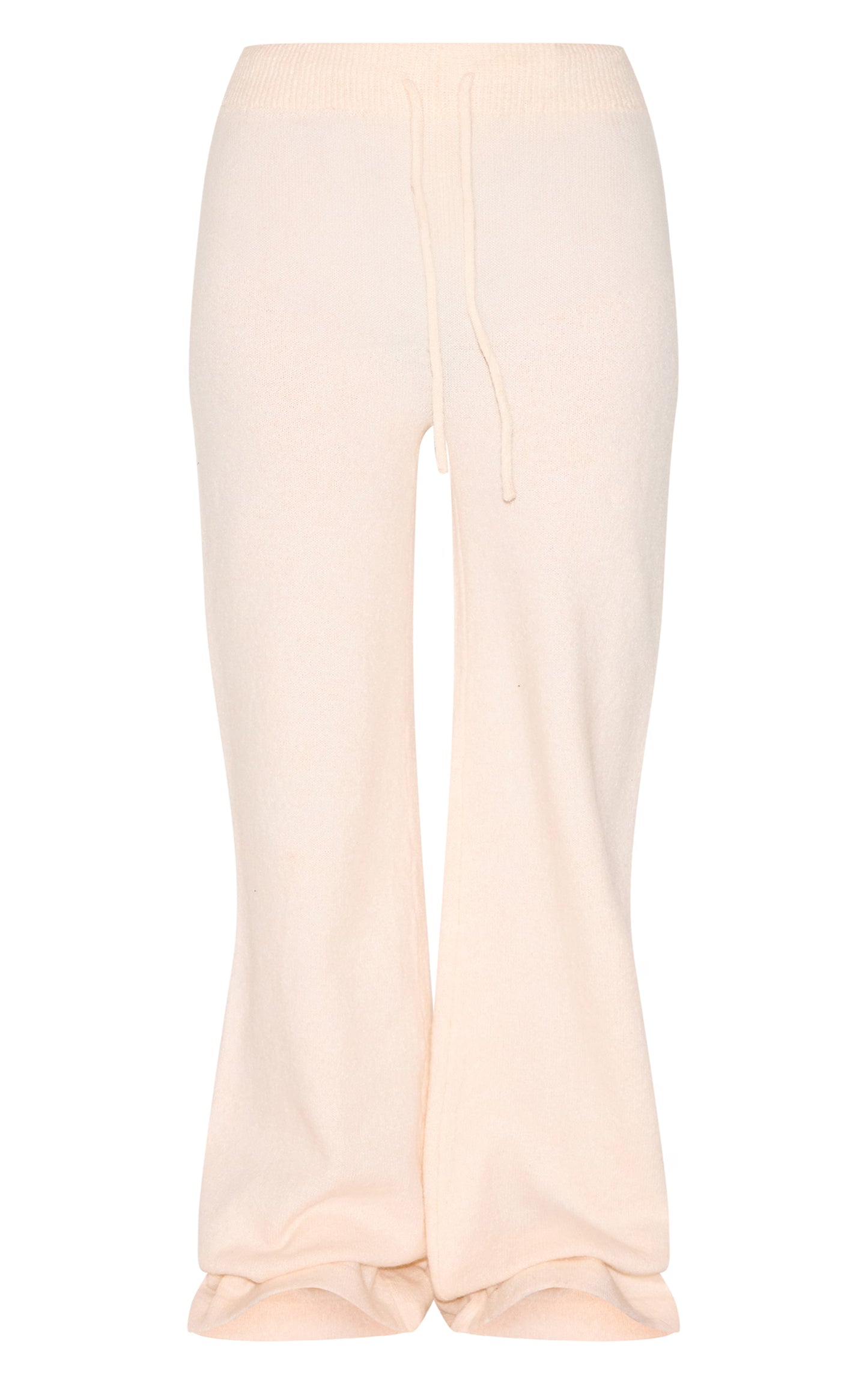 Ecru Marl Soft Knit Wide Leg Pants