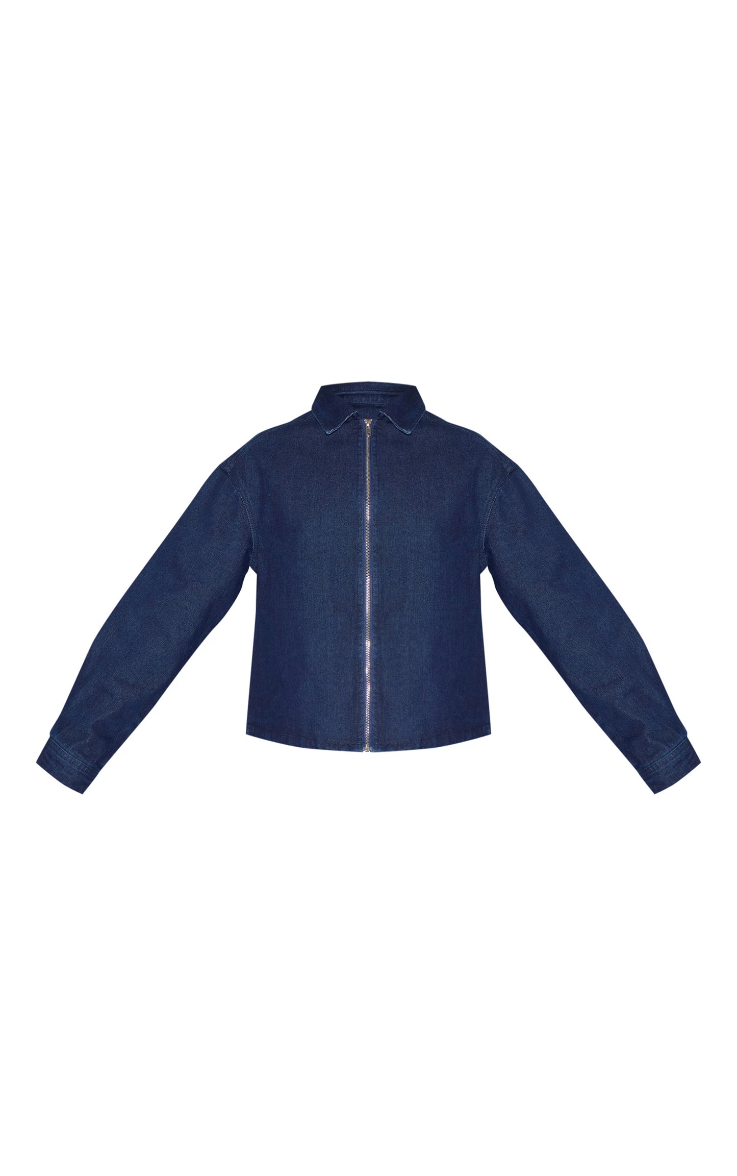 Tall Dark Indigo Zip Up Collared Oversized Denim Shirt