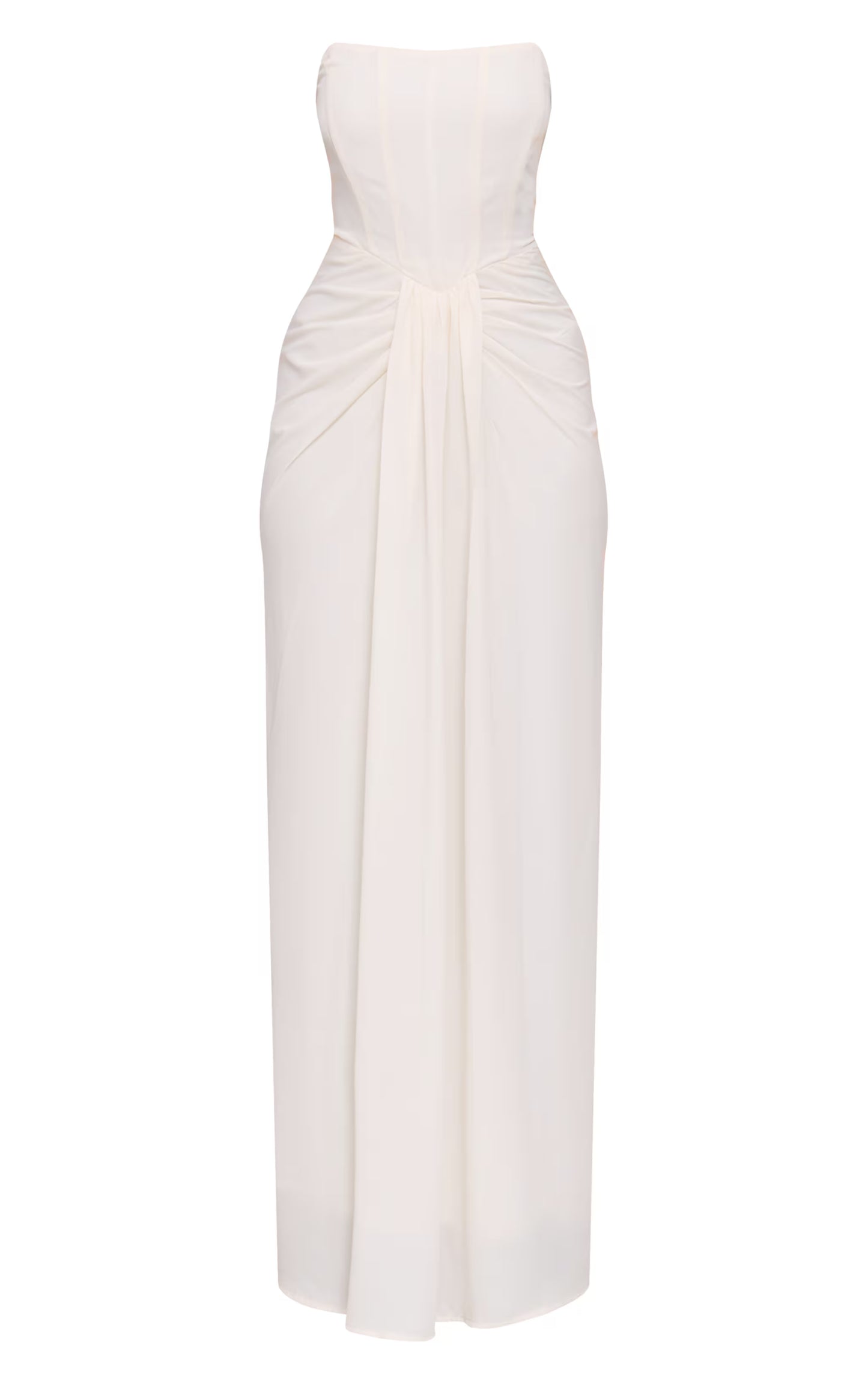 Cream Bandeau Corset Drape Detail Maxi Dress
