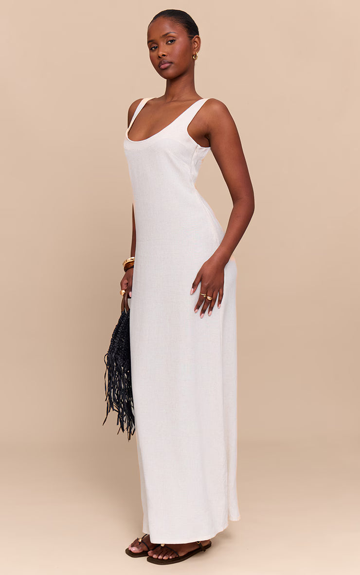 Natural Textured Scoop Neck Maxi Dress