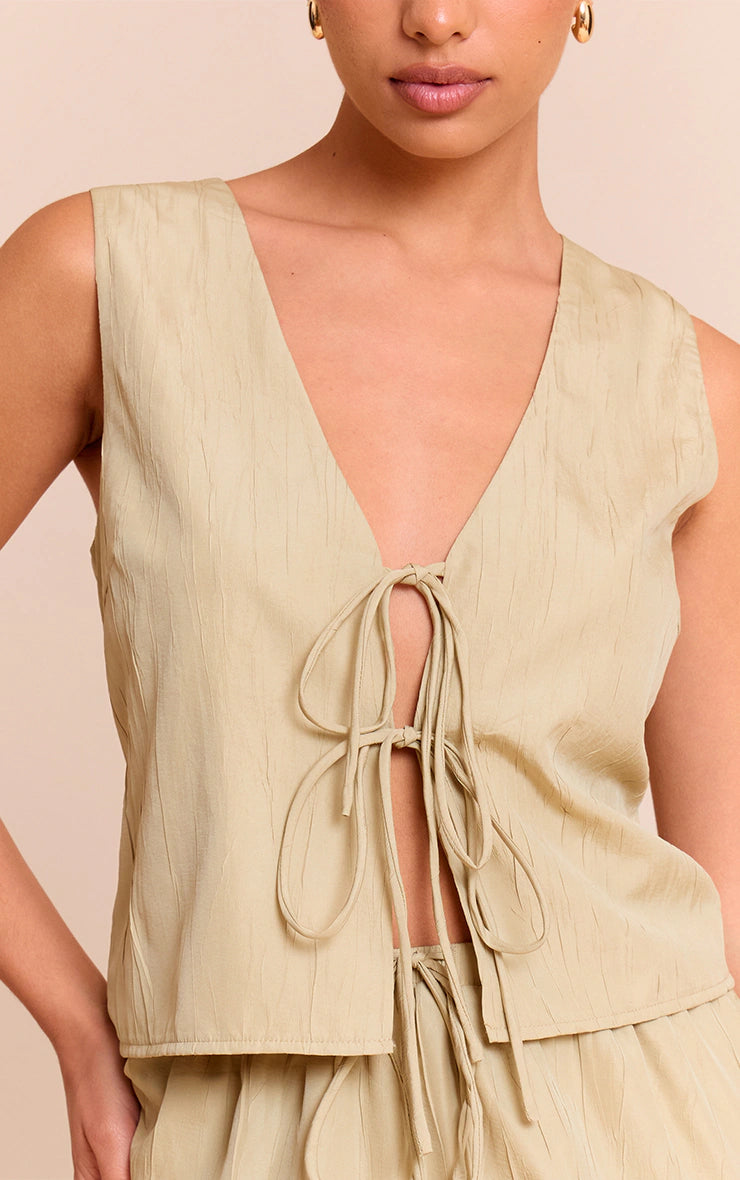 Clay Textured Tie Detail Vest
