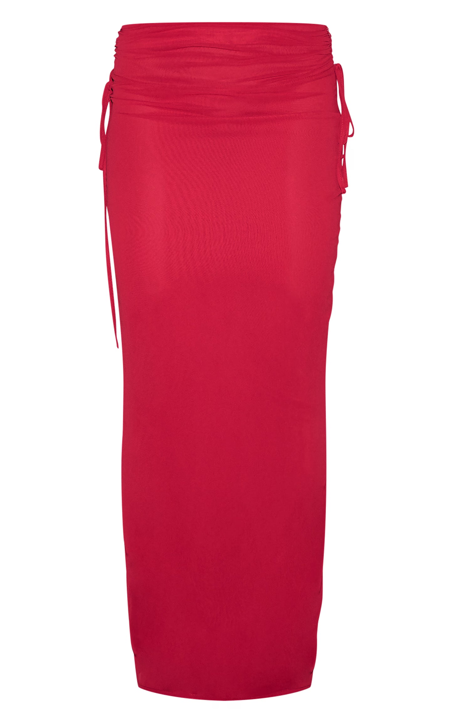 Burgundy Ruched Chiffon Maxi Skirt