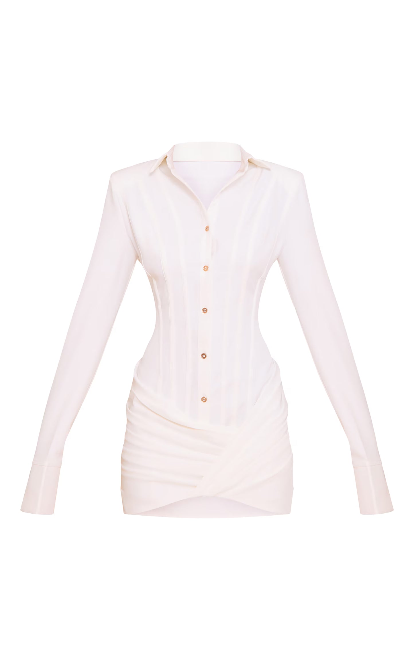 White Structured Woven Wrap Shirt Dress
