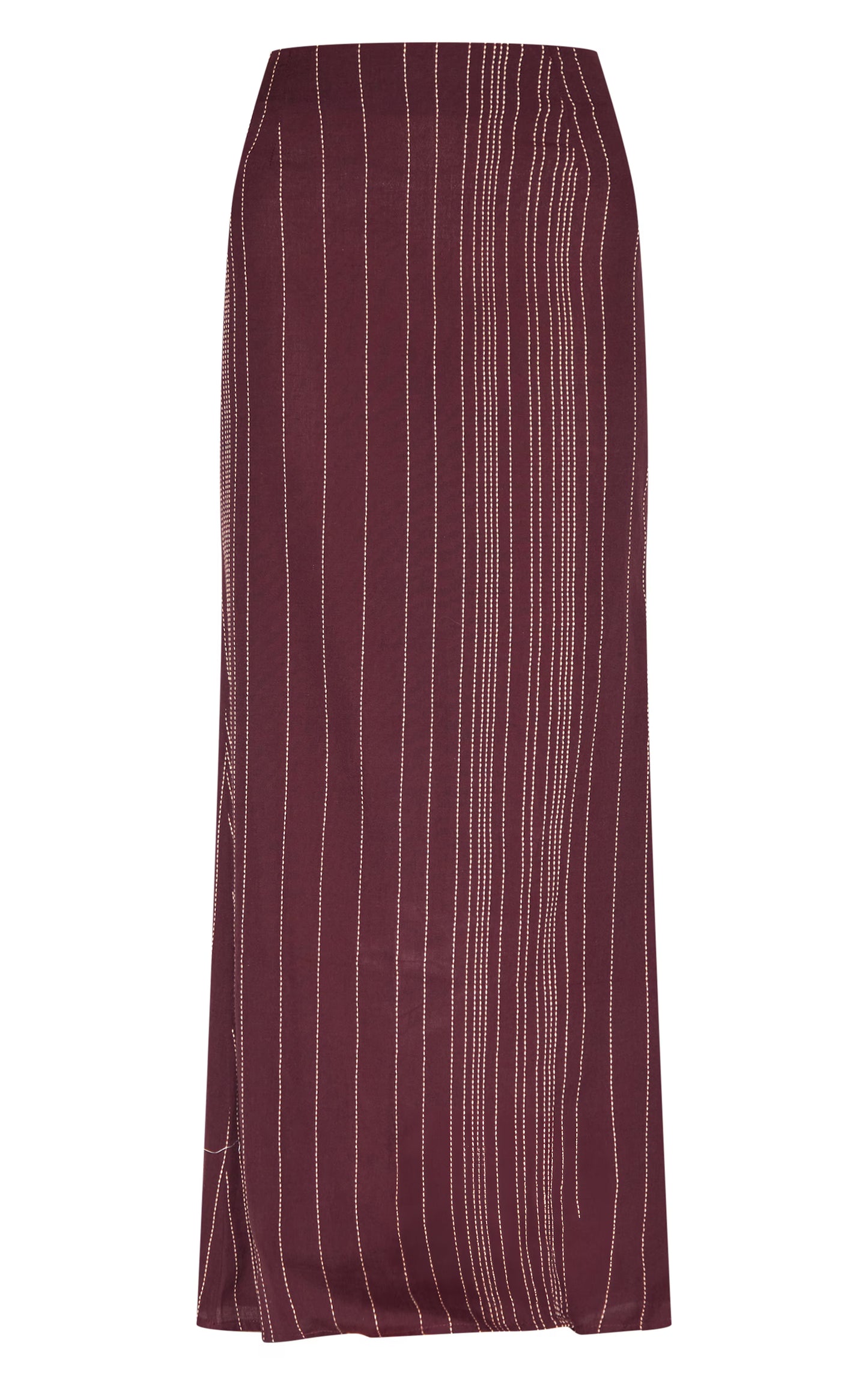 Dark Brown Embroidered Stripe Maxi Skirt