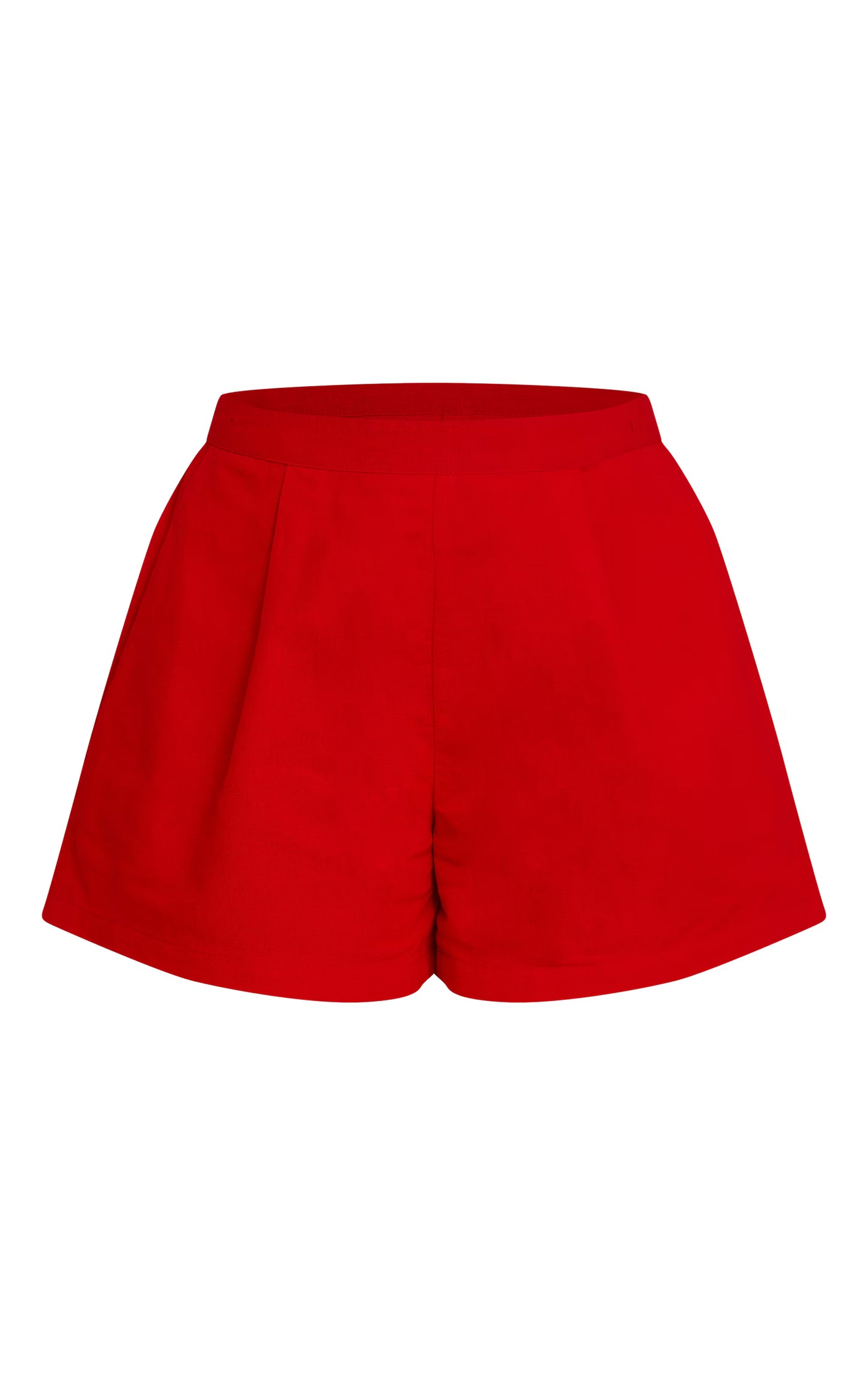 Tomato Red Linen Look Oversized Detail Floaty Short