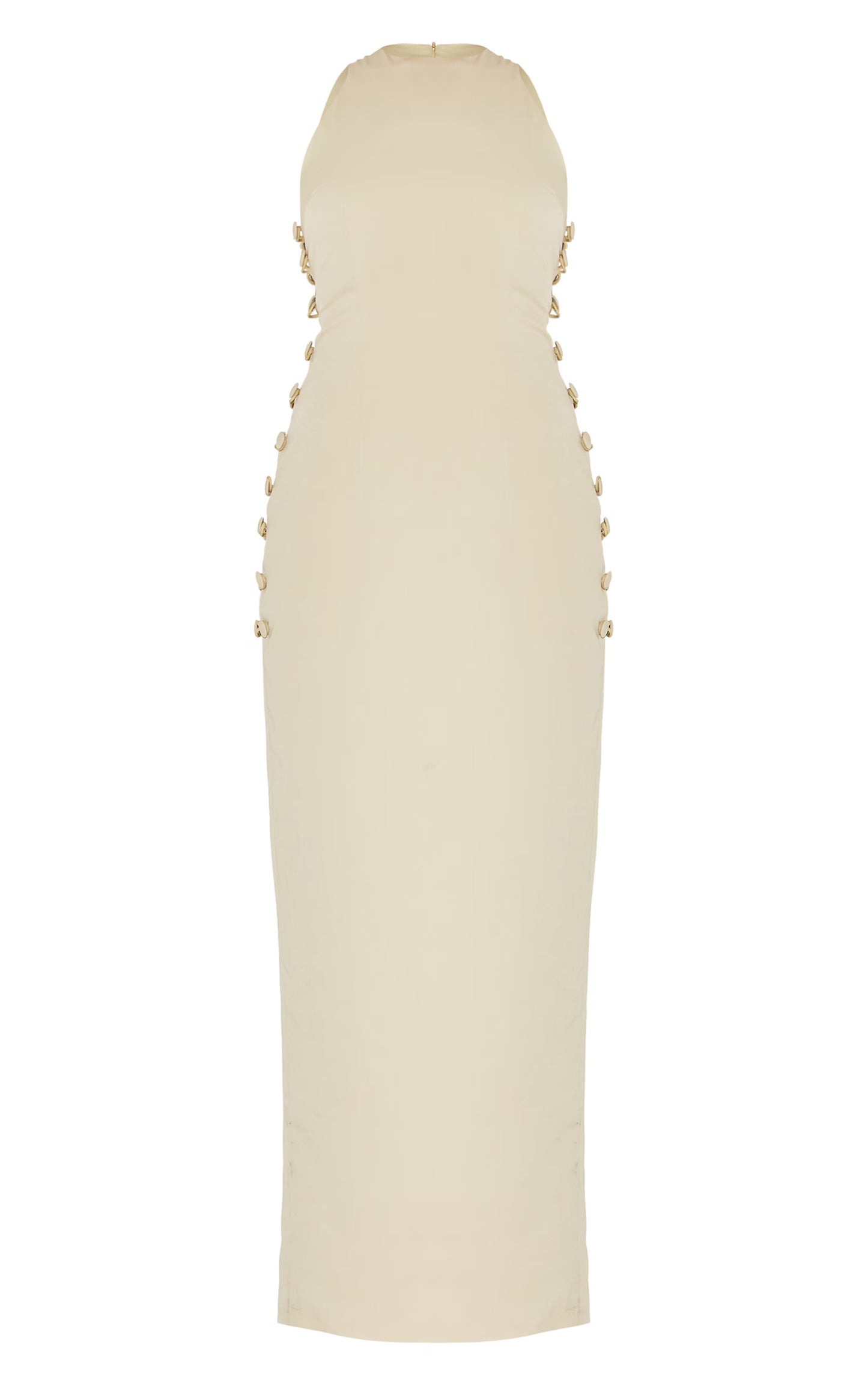 Sage Woven Racer Button Detail Midaxi Dress