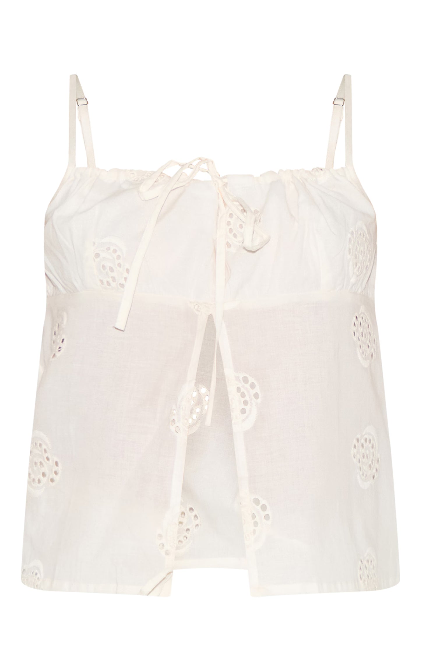 White Broderie Swirl Detail Floaty Top