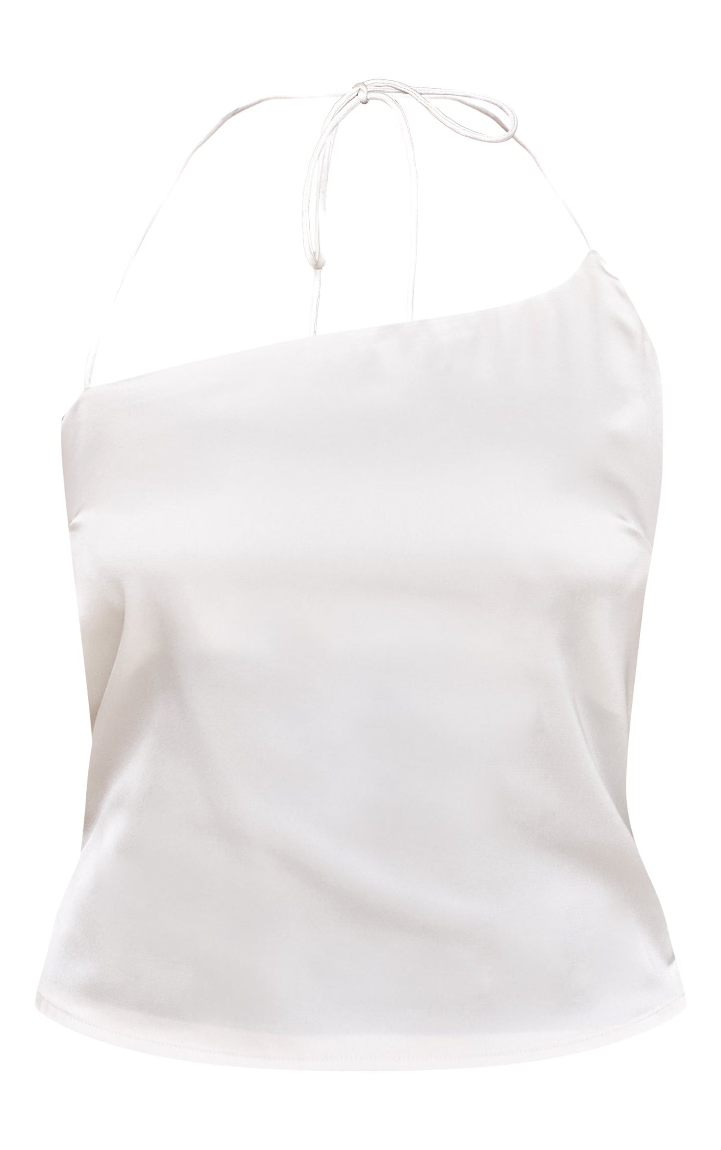 Cream Satin Halterneck Crop Top