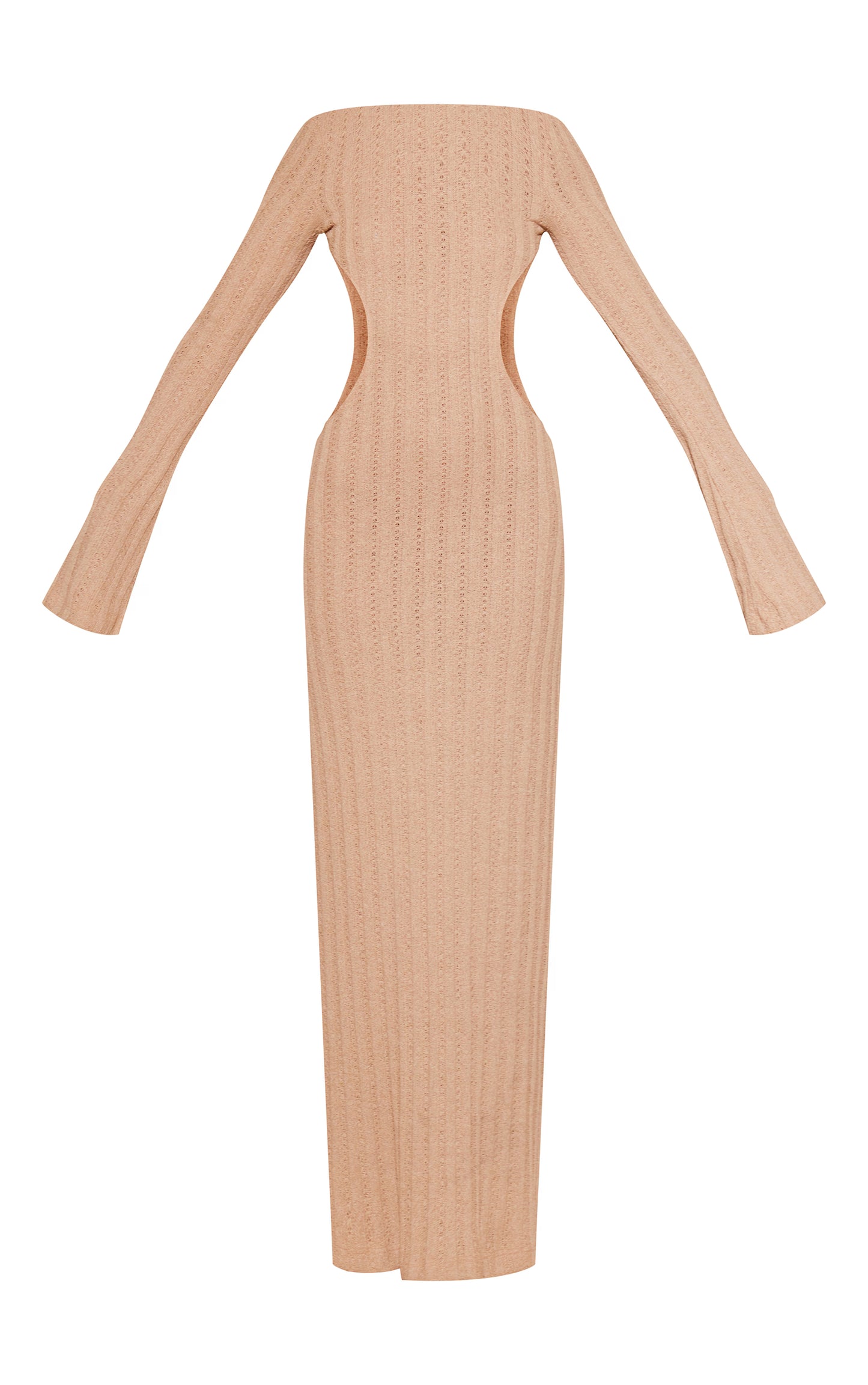 Taupe Crochet Low Back Maxi Dress