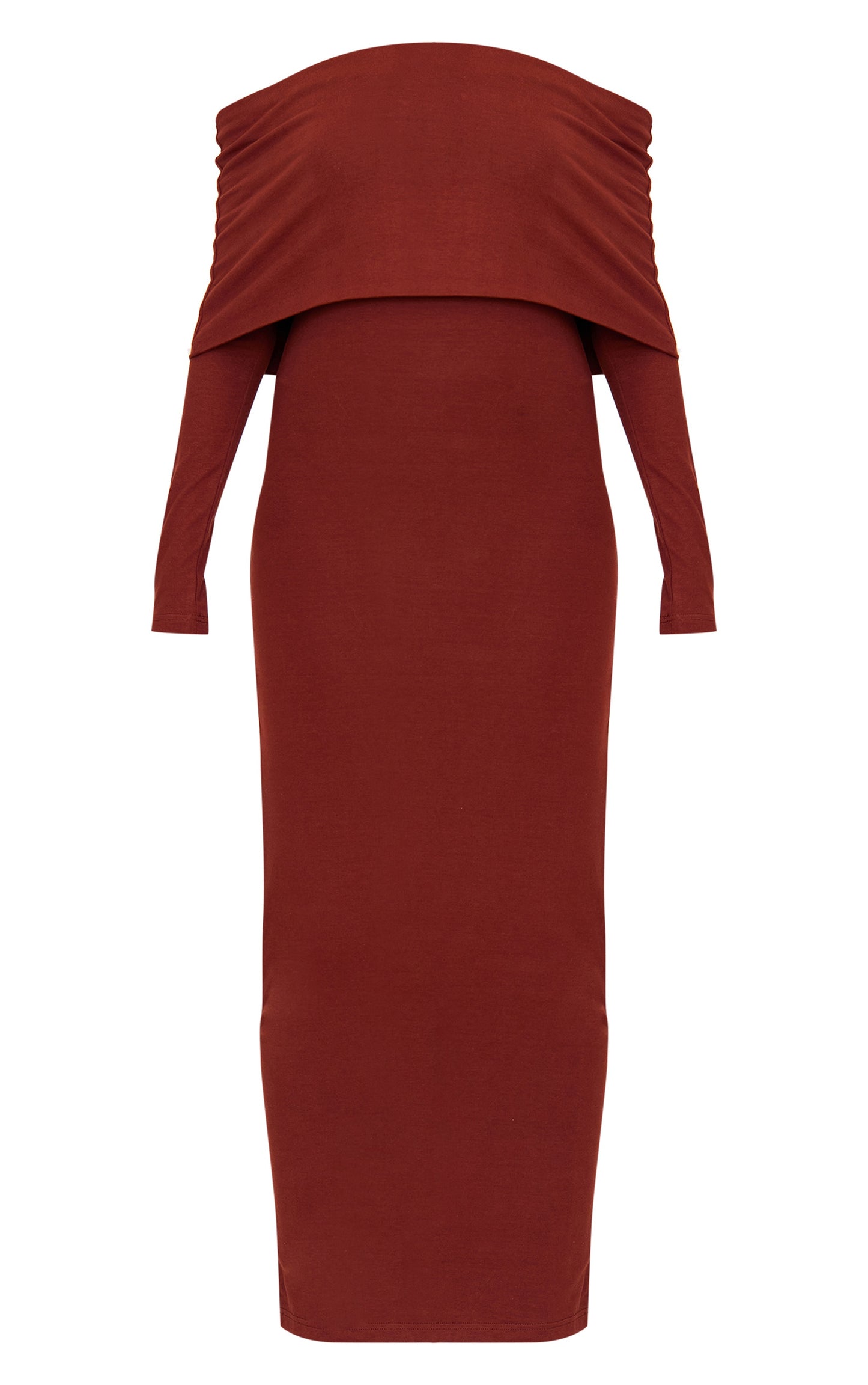 Chocolate Cotton Super Oversized Bardot Maxi Dress
