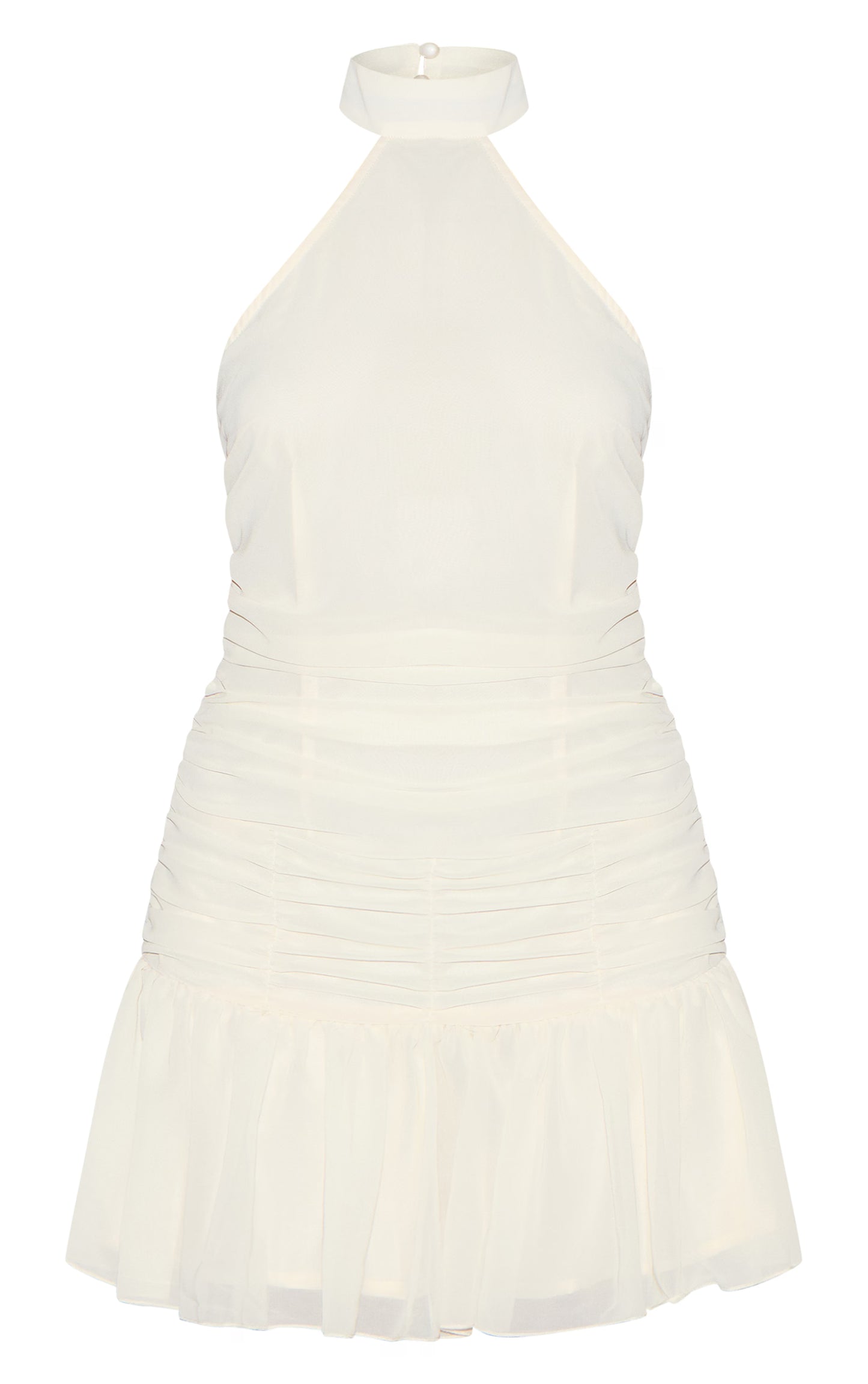 Almond Chiffon Halter Neck Mini Dress