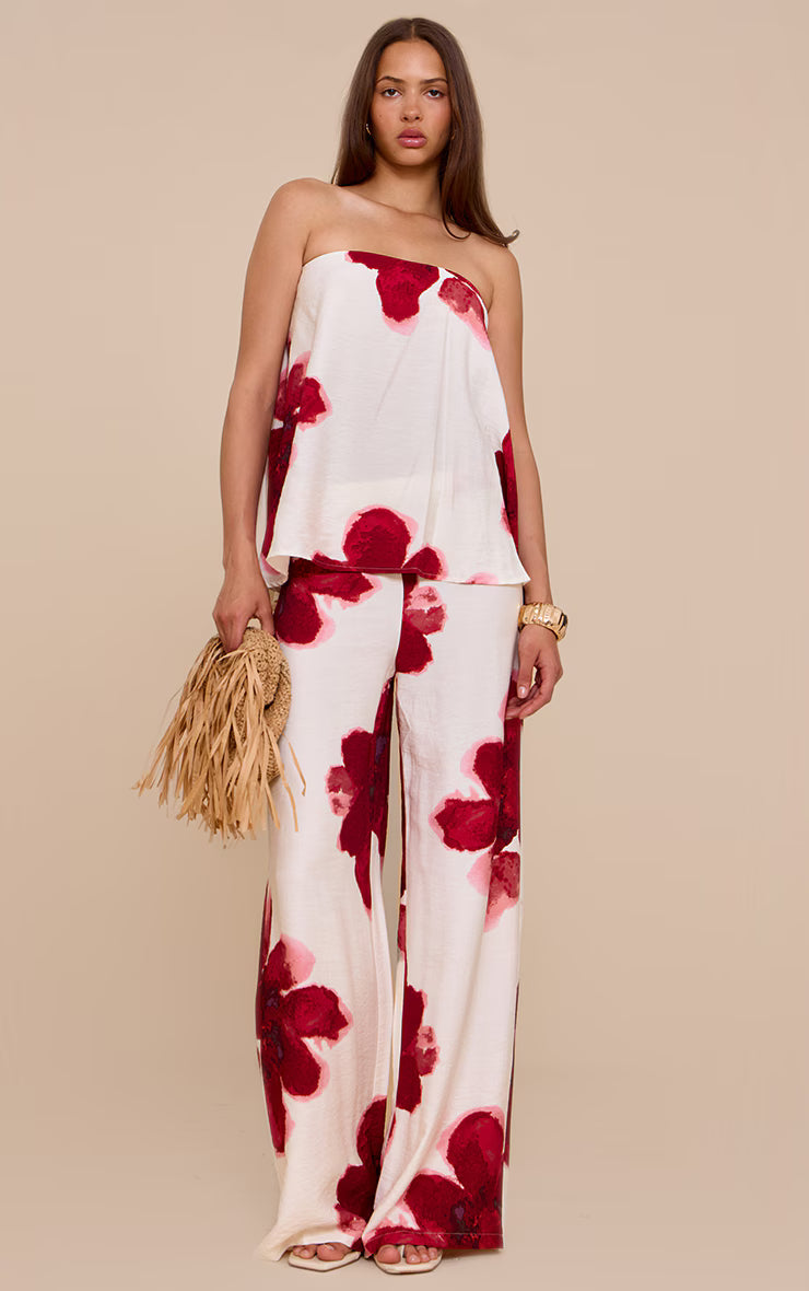 Multi Floral Print Floaty Bandeau Top
