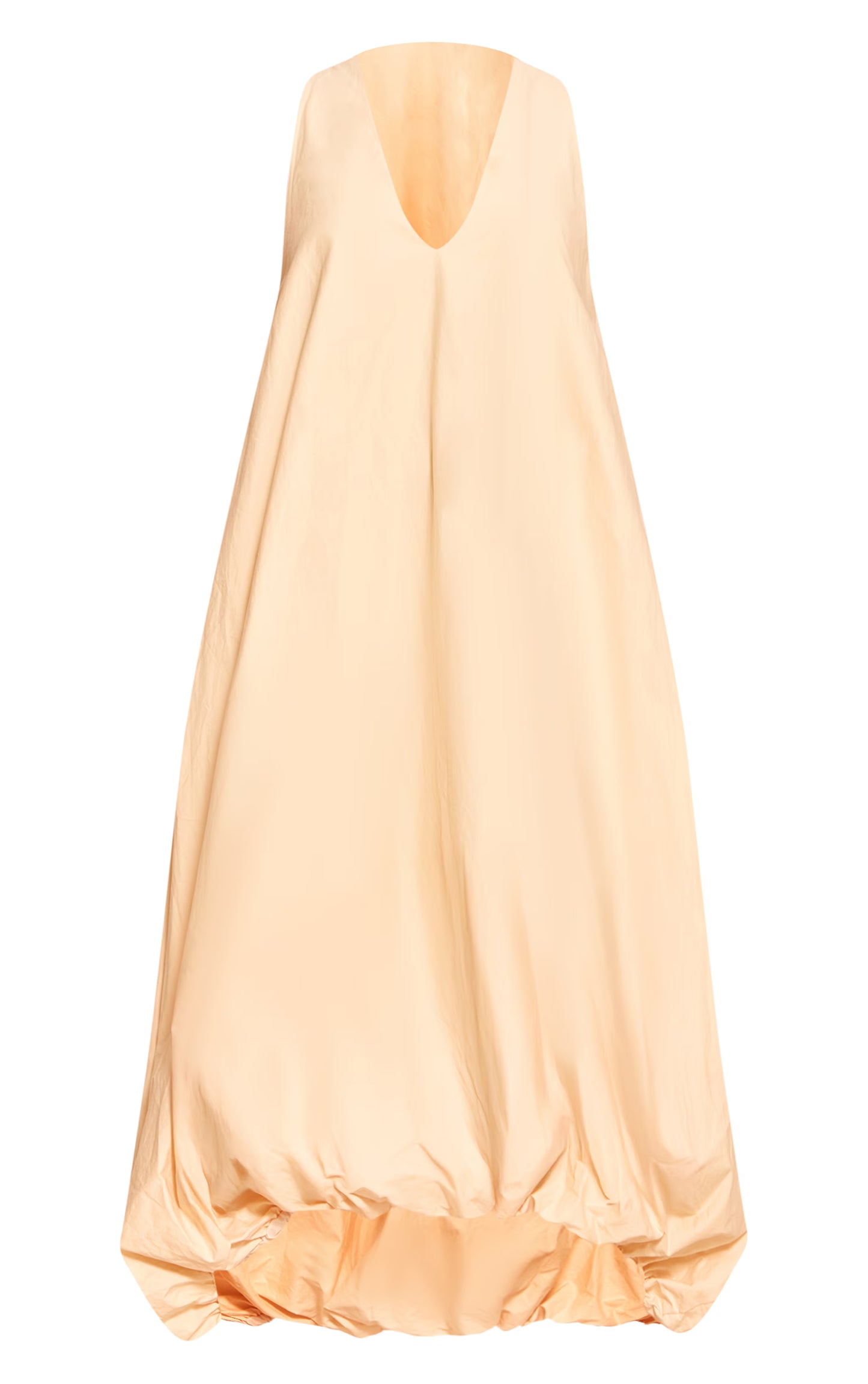 Lemon Cotton Poplin Plunge Sleeveless Maxi Dress