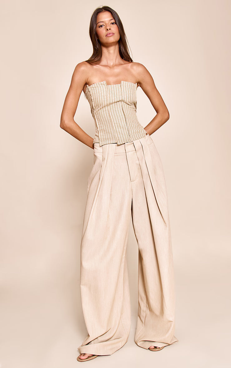 Cream Striped Peach Skin Corset