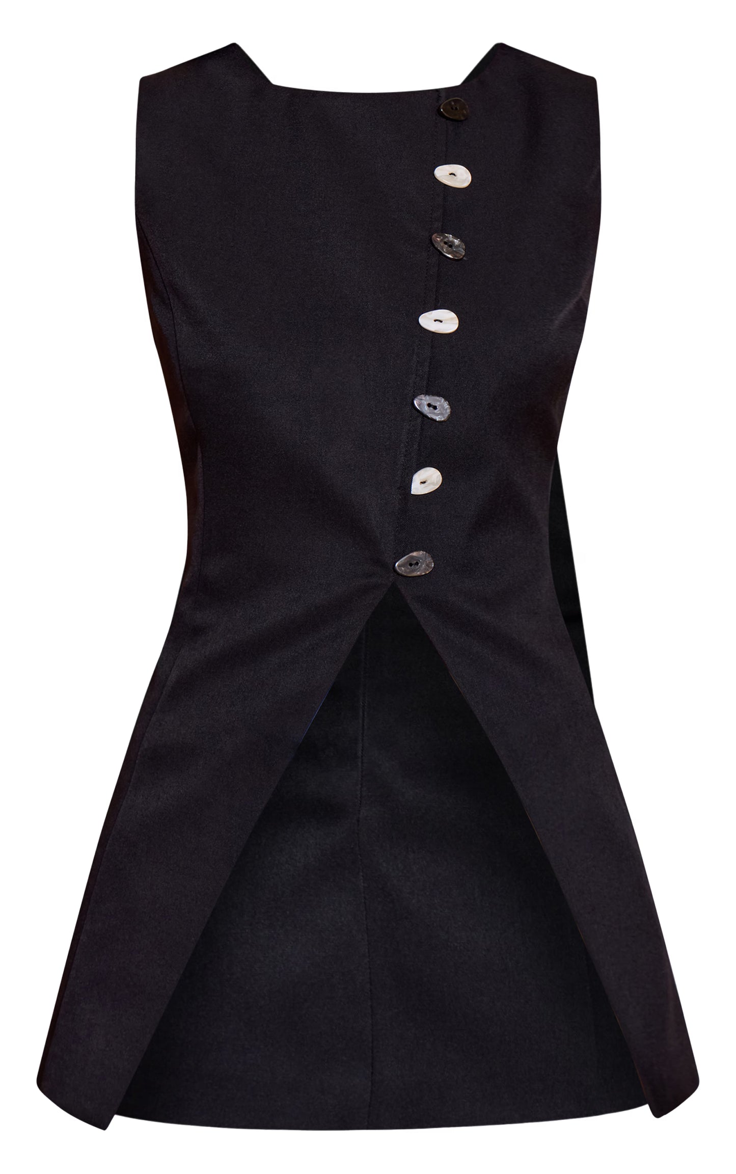 Black Woven Asymmetric Trim Detail Vest