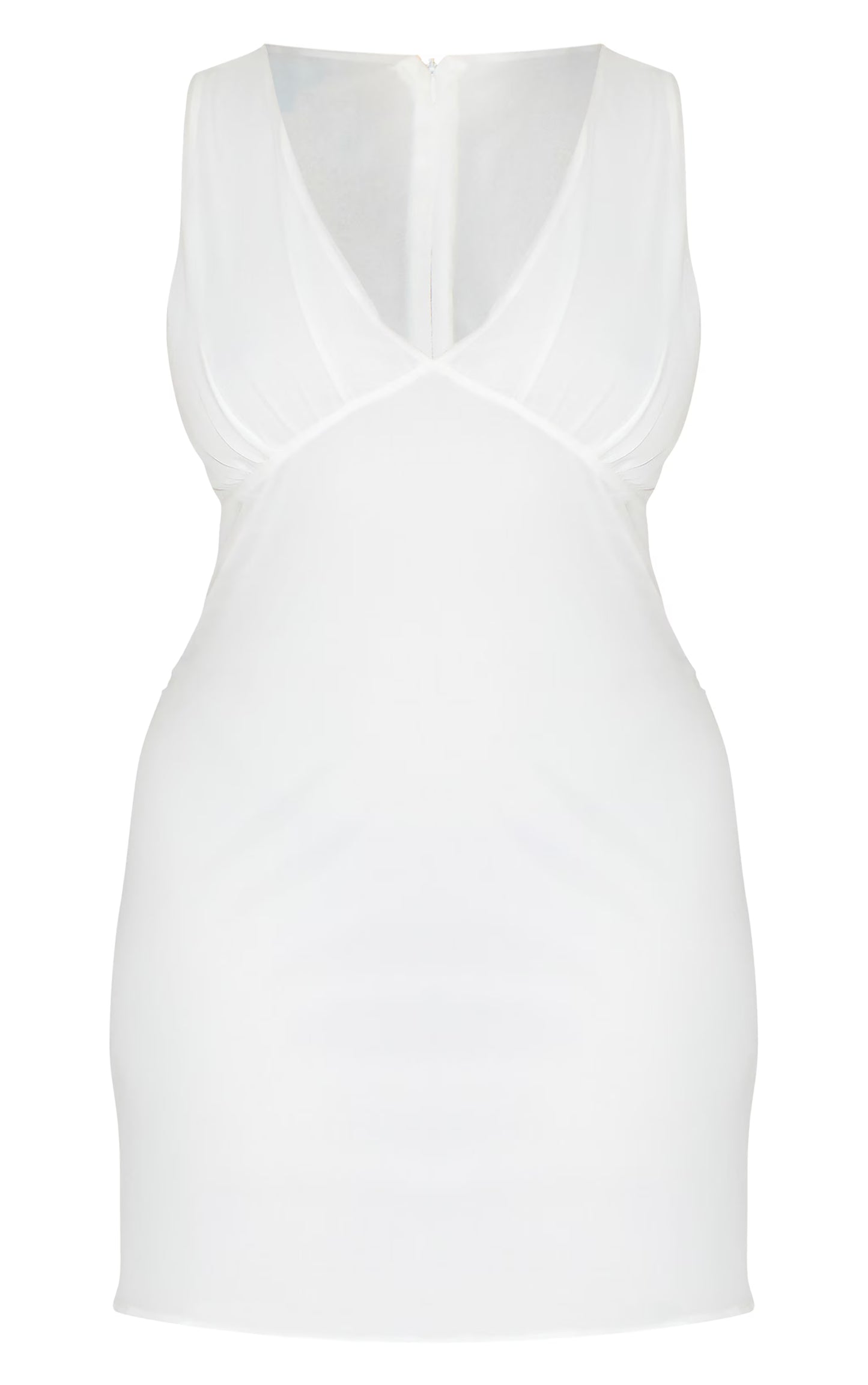 Shape White Chiffon Plunge Front Mini Dress