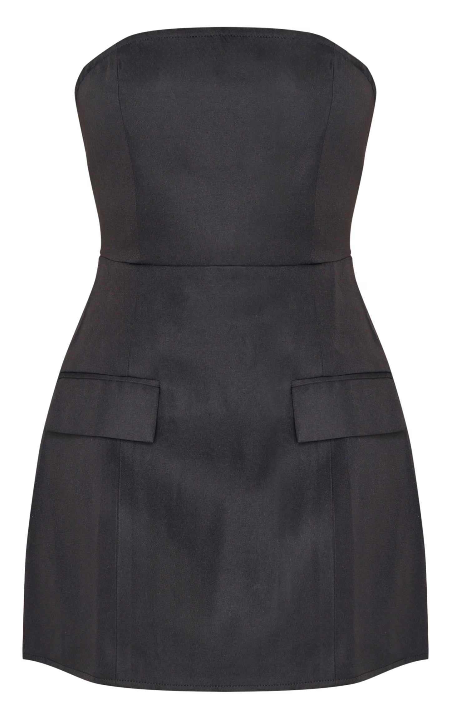 Black Bandeau Pocket Detail Shift Dress