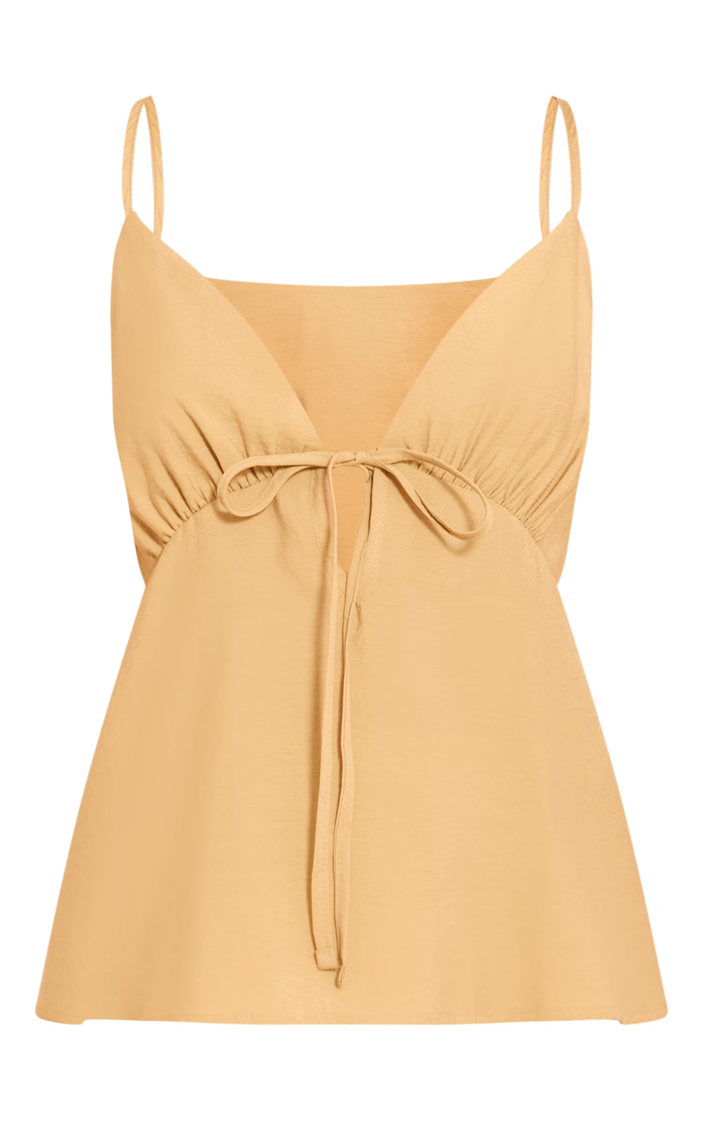 Mustard Woven Tie Front Floaty Cami Top