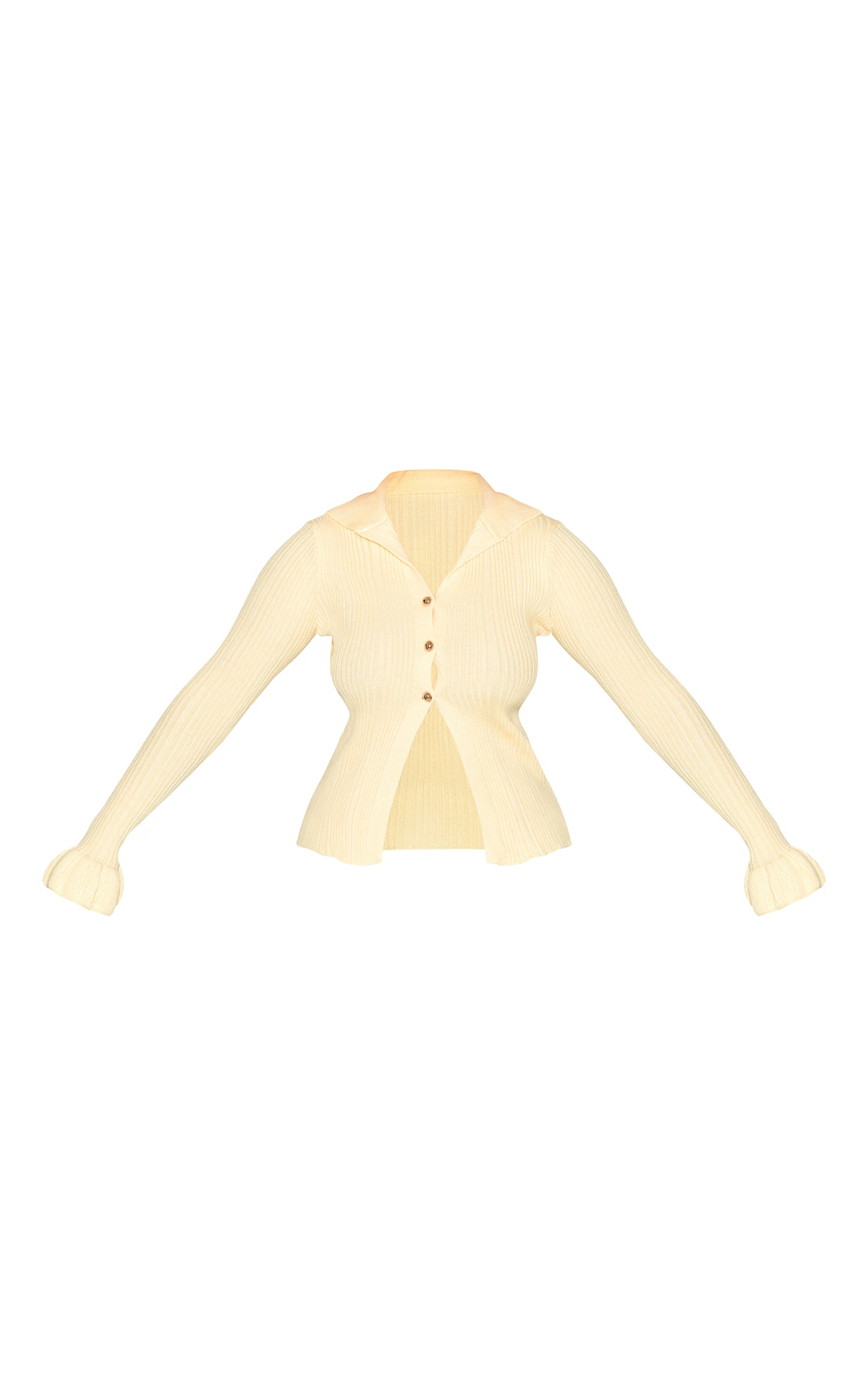 Shape Lemon Knitted Rib Button Front Split Hem Cardigan