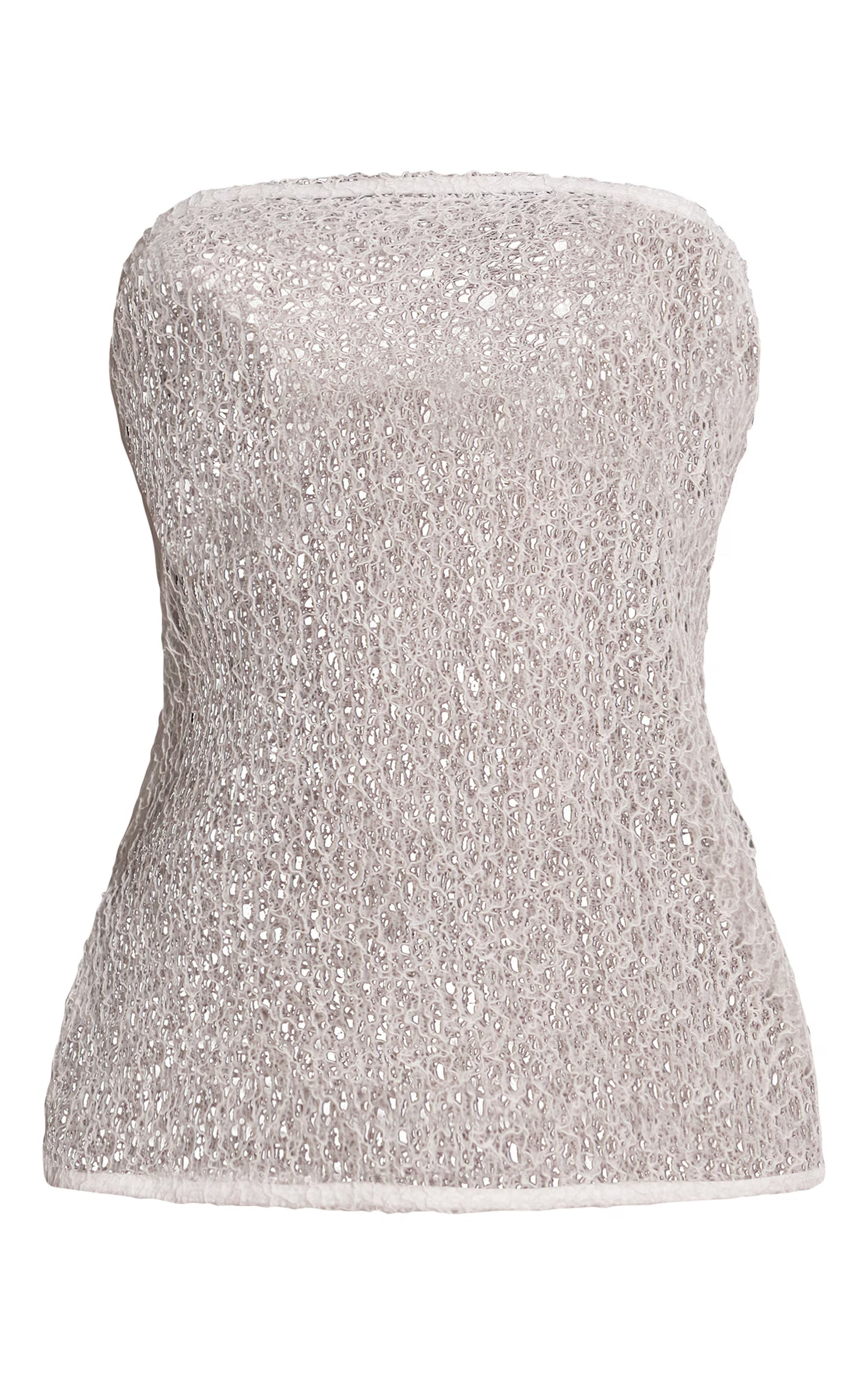 White Textured Knit Longline Bandeau