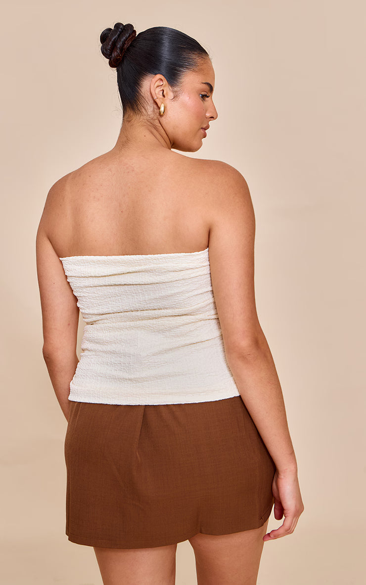 Plus Cream Textured Double Layer Bandeau Top