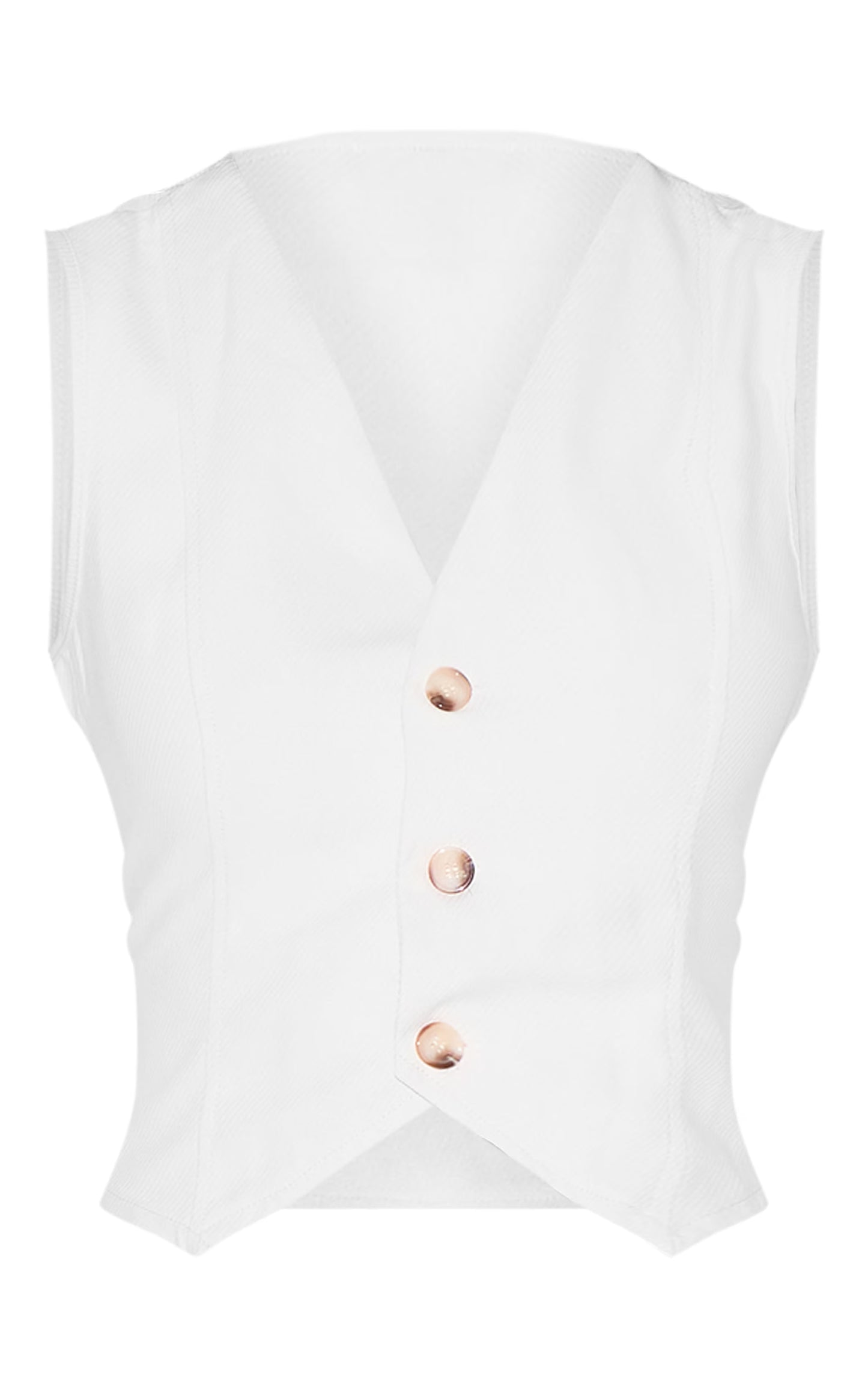 Premium Cream Textured Tailored Seam Detail Vest