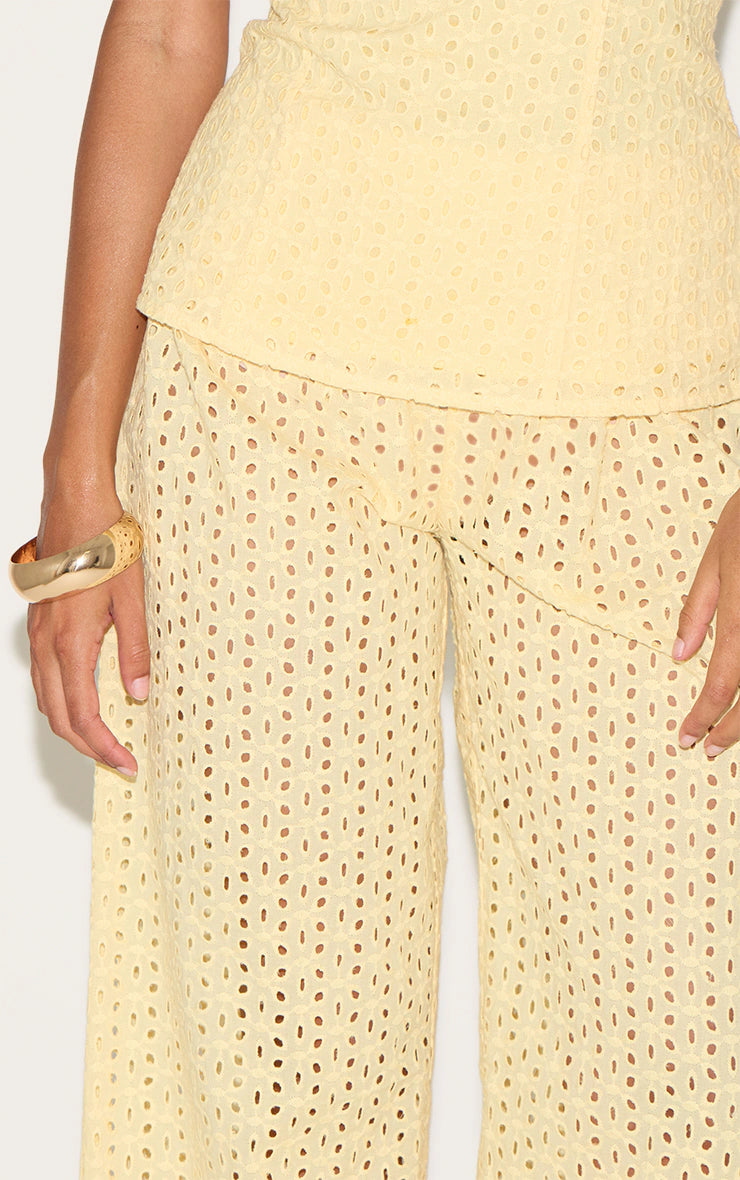 Lemon Embroidered Mid Rise Pants
