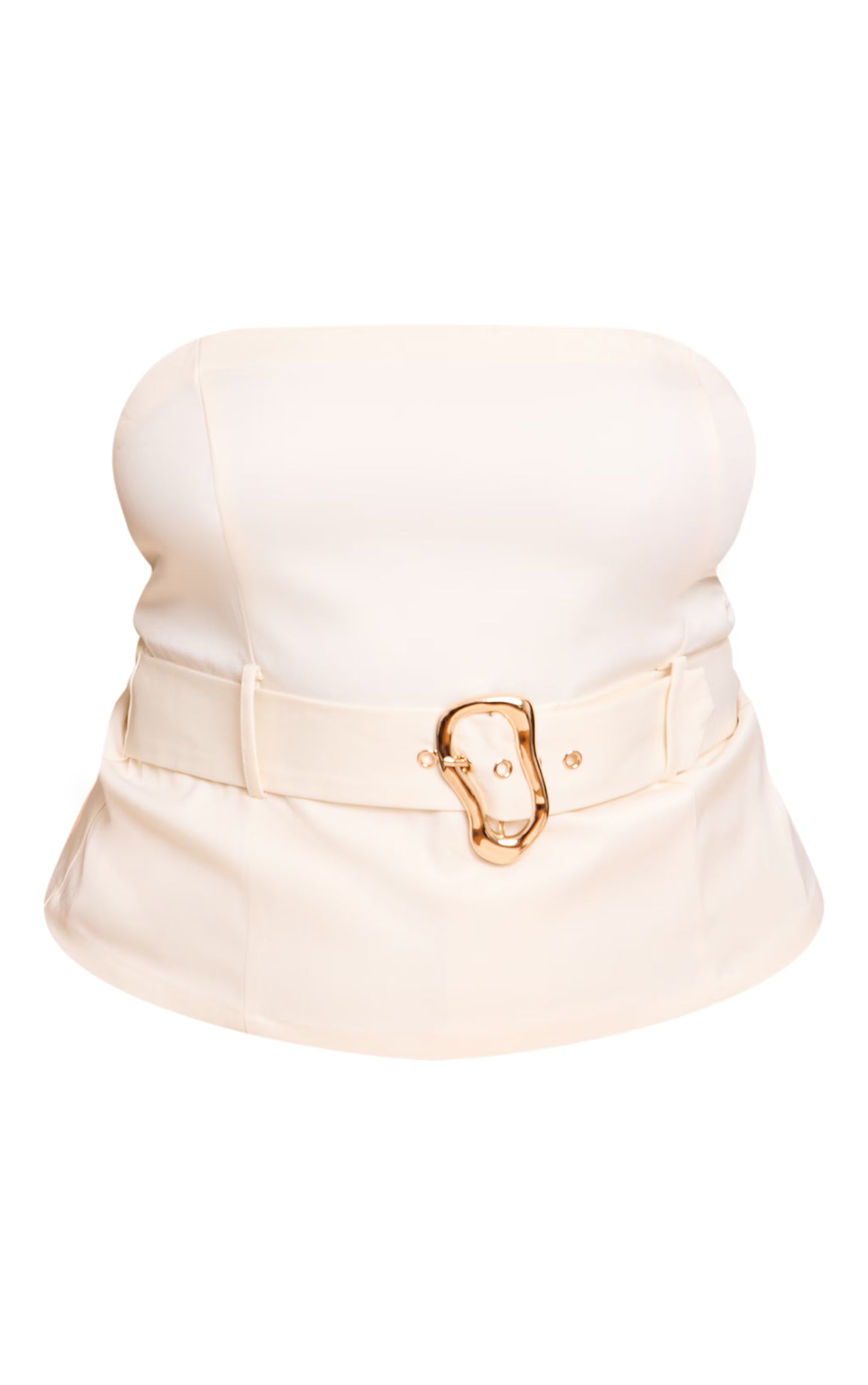Plus Cream Woven Belted Trim Detail Bandeau Top