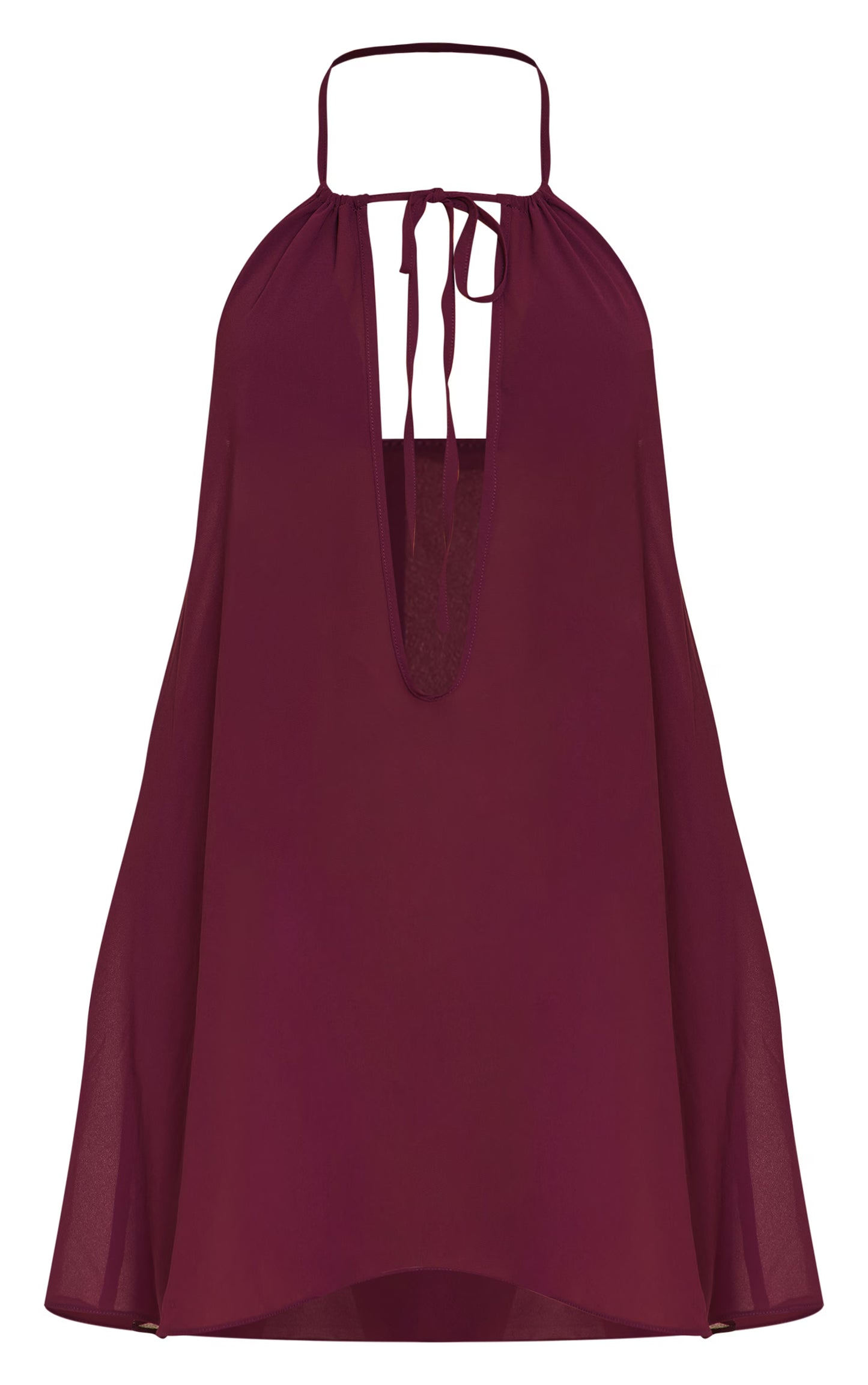 Purple Chiffon Plunge Halter Beach Dress