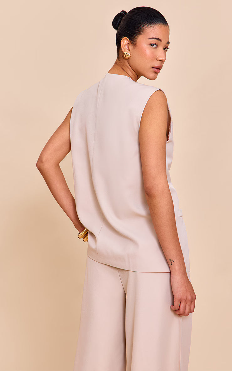 Clay Woven Collarless Pad Vest