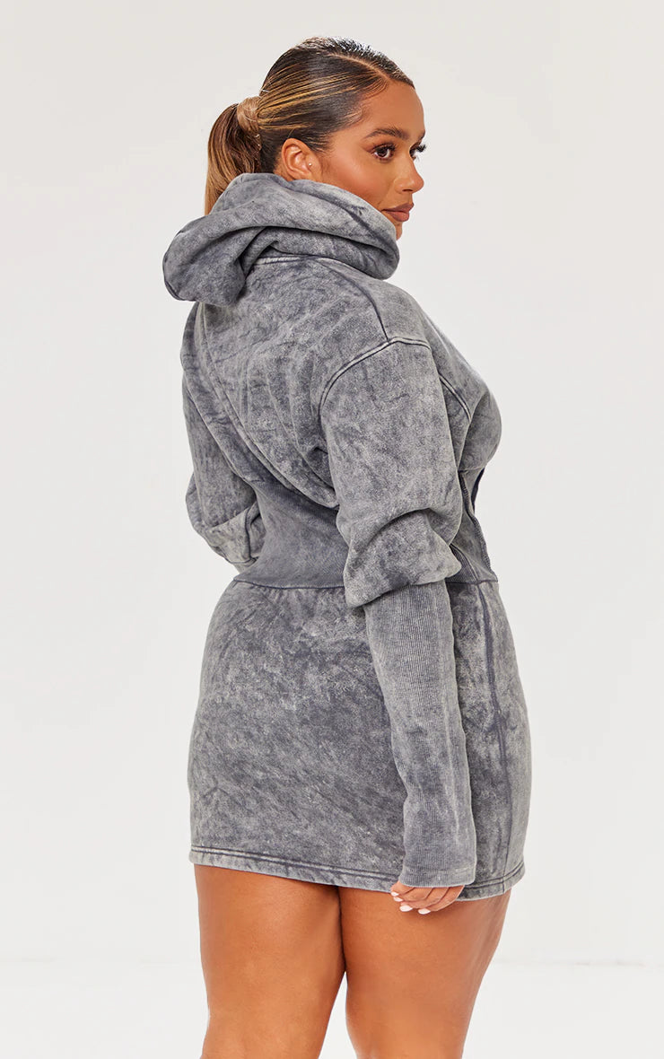Shape Washed Grey Sweat Corset Detail Sweater Dress