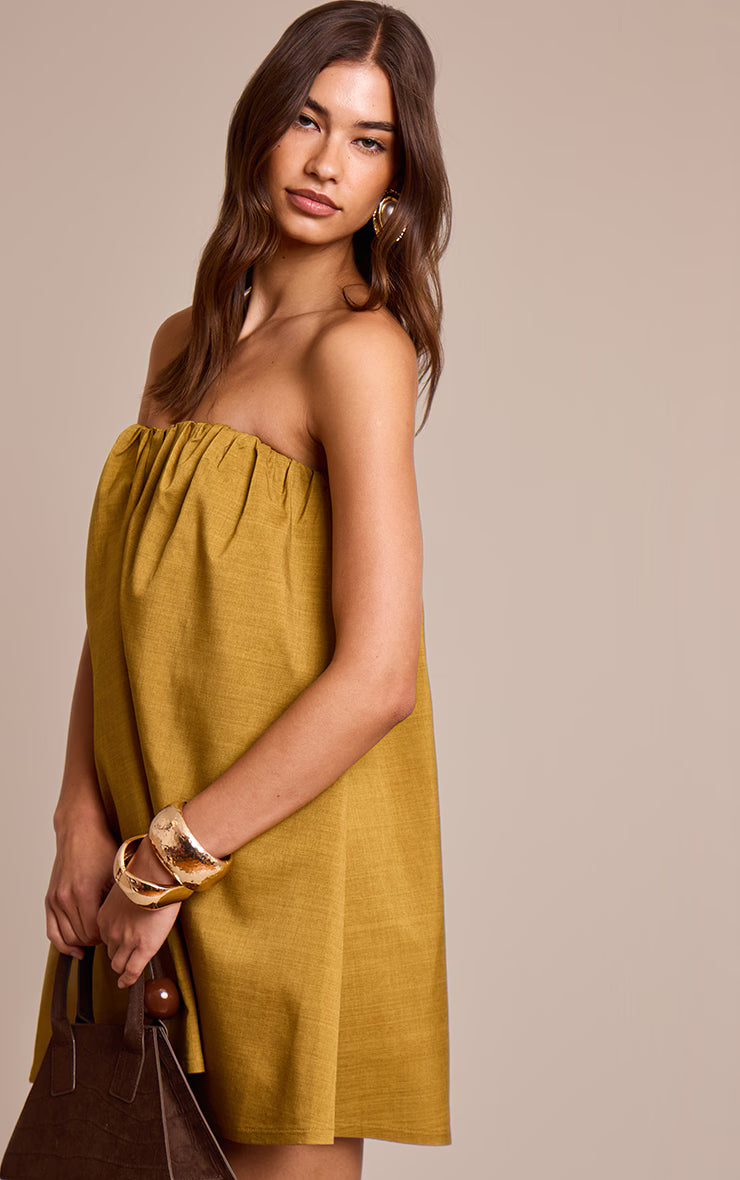 Dark Ochre Sweetheart Puffball Dress