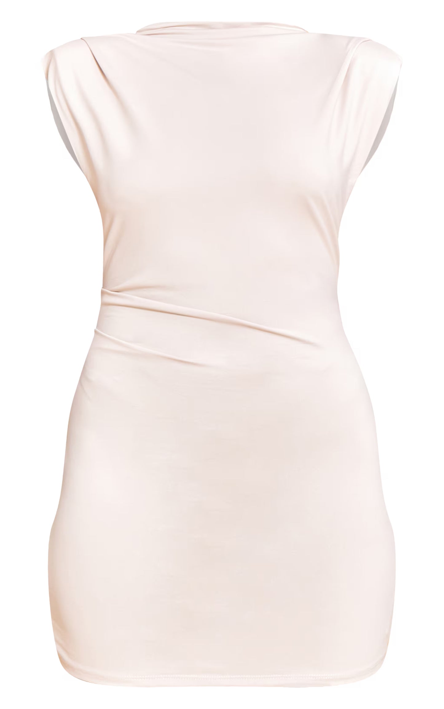 Natural Shoulder Pad Boat Neck Bodycon Dress