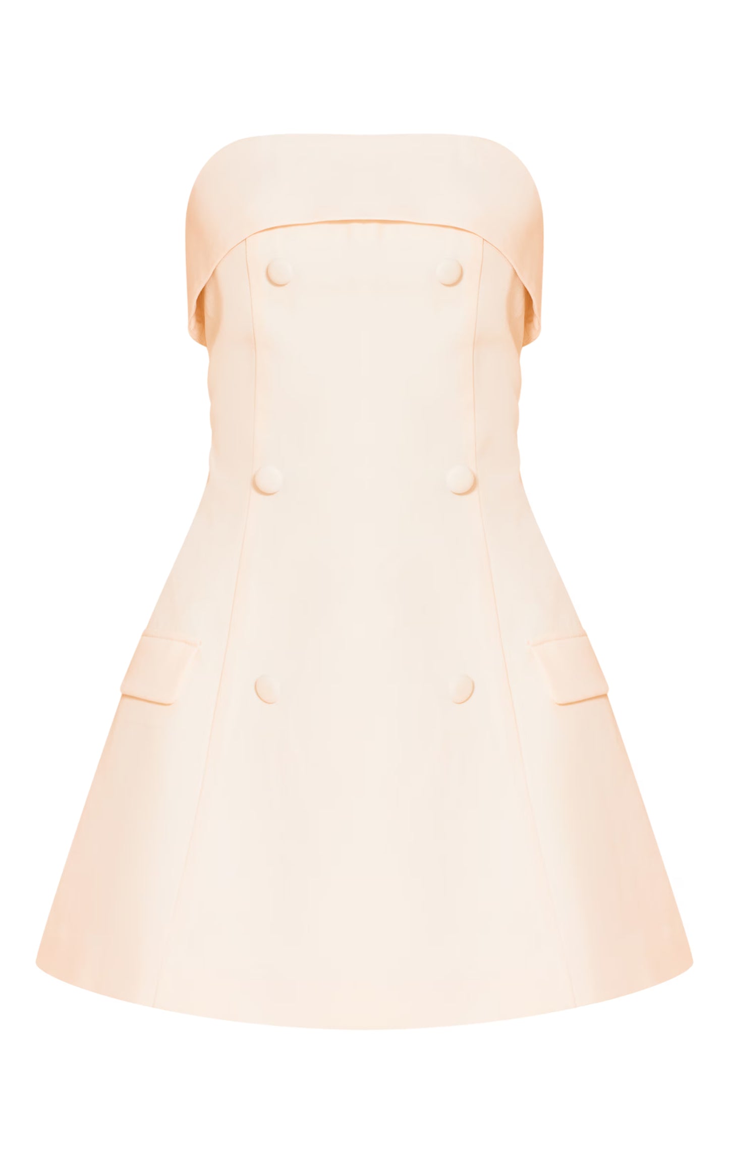 Butter Yellow Bandeau Foldover Detail Mini Dress