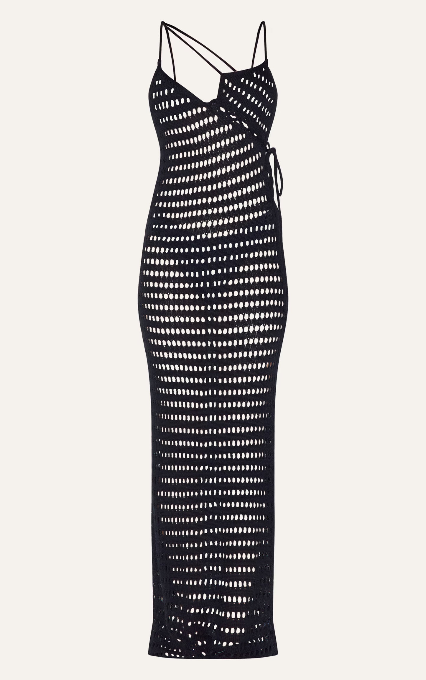 Black Knit Crochet Bust Detail Maxi Dress
