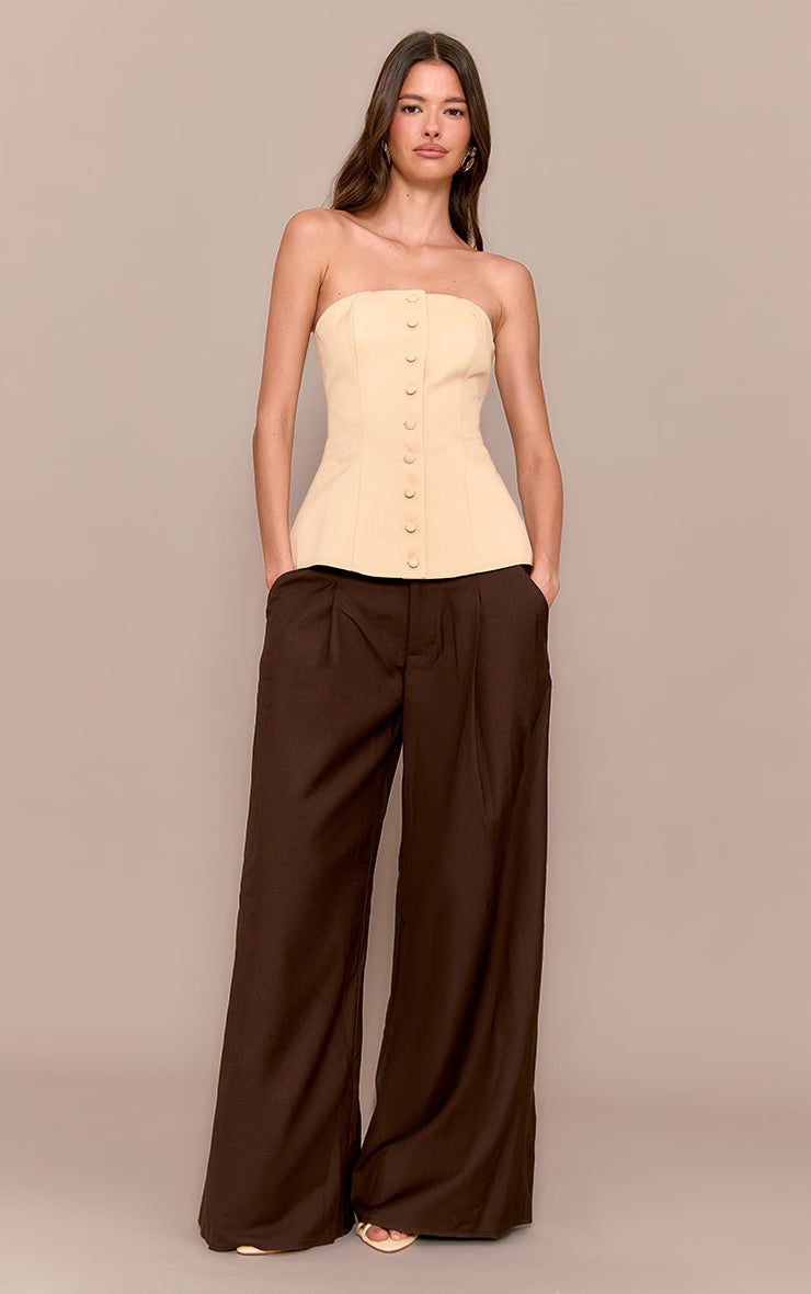 Butter Yellow Woven Structured Bandeau Vest