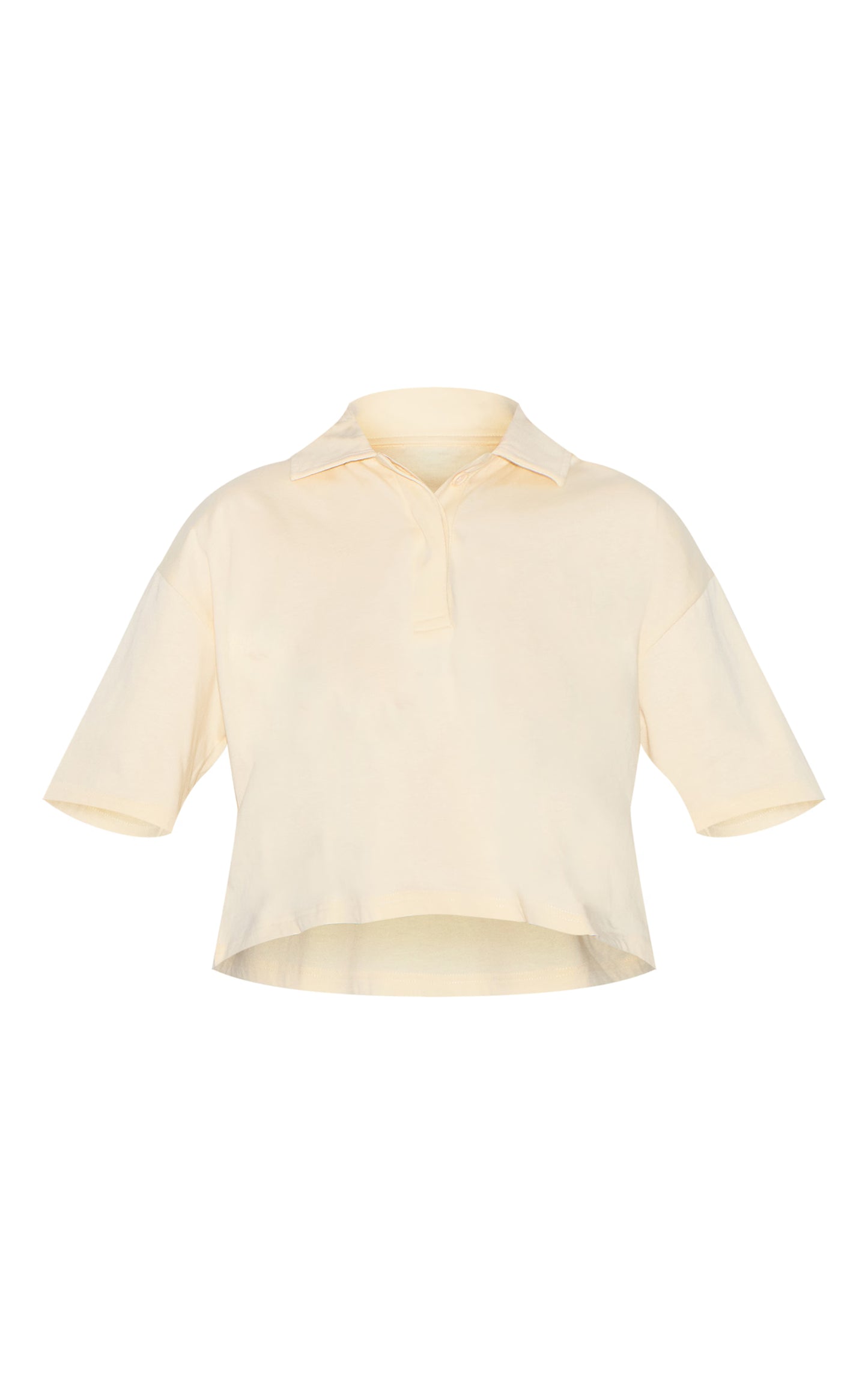 Cream Oversized Short Sleeve Polo Top