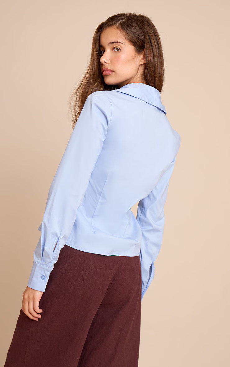 Sky Blue Fitted Long Sleeve Shirt